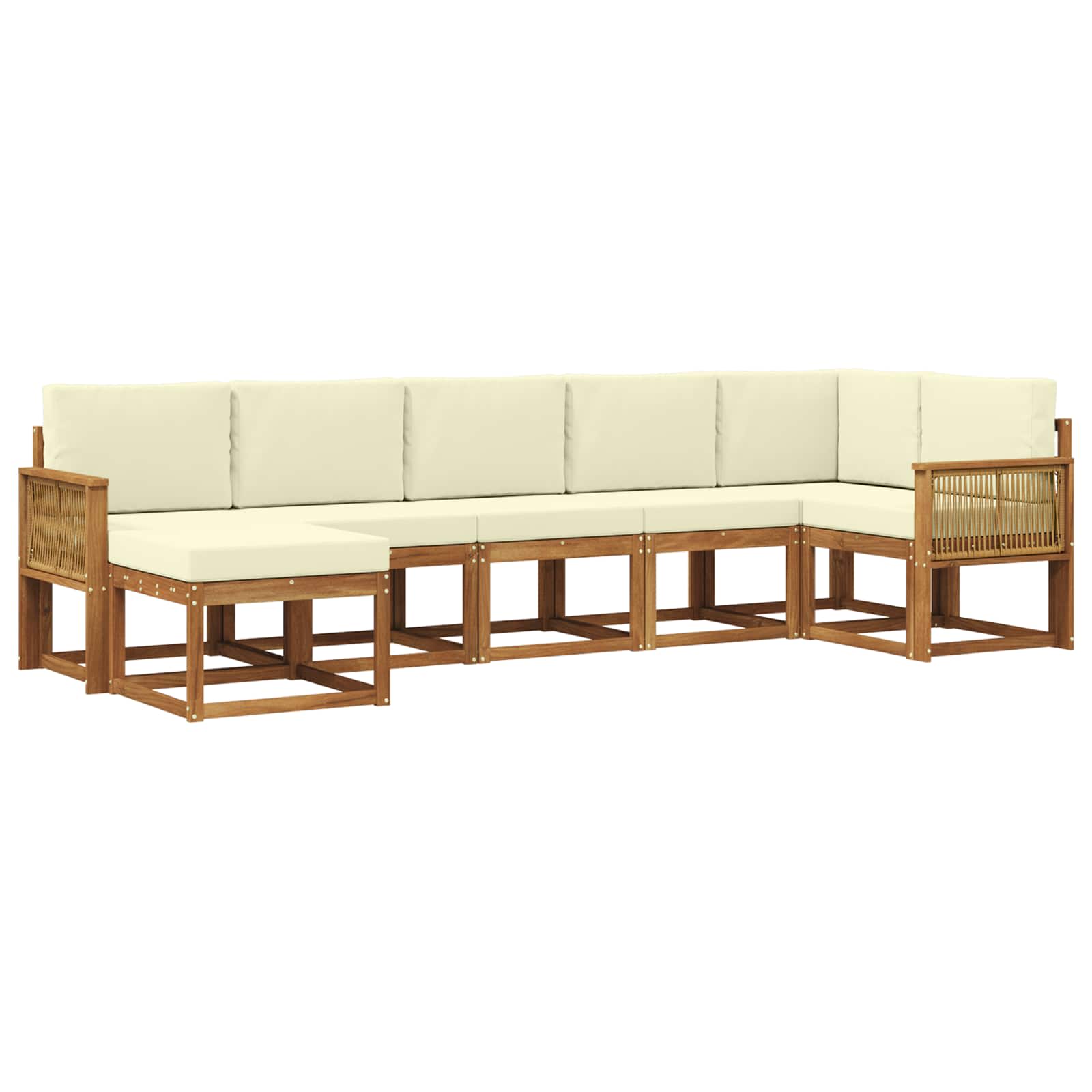 Outdoor-Sofagarnitur 7 stk. Natur und Creme Polyester