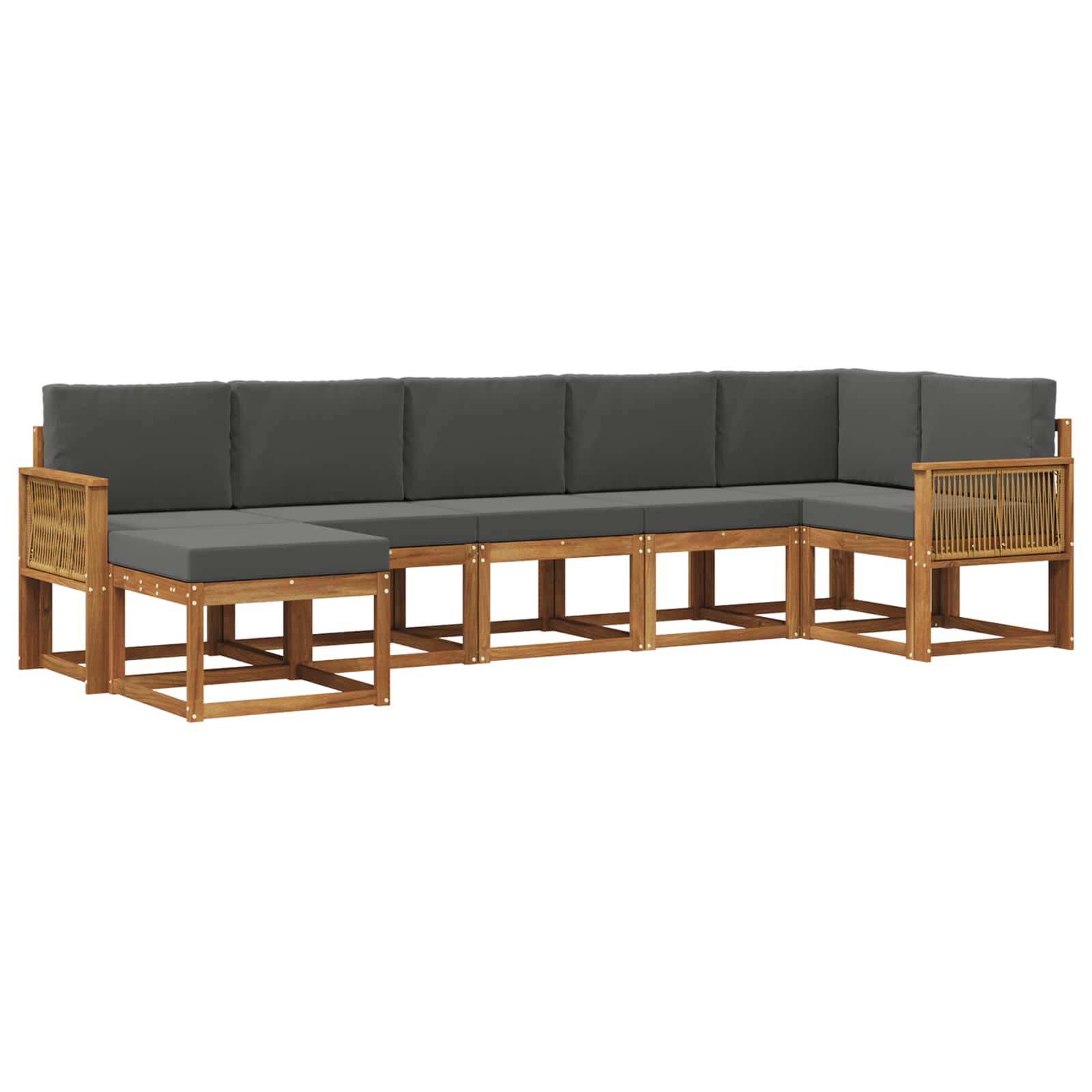 Outdoor-Sofagarnitur 7 pcs Natur und Anthrazit Polyester