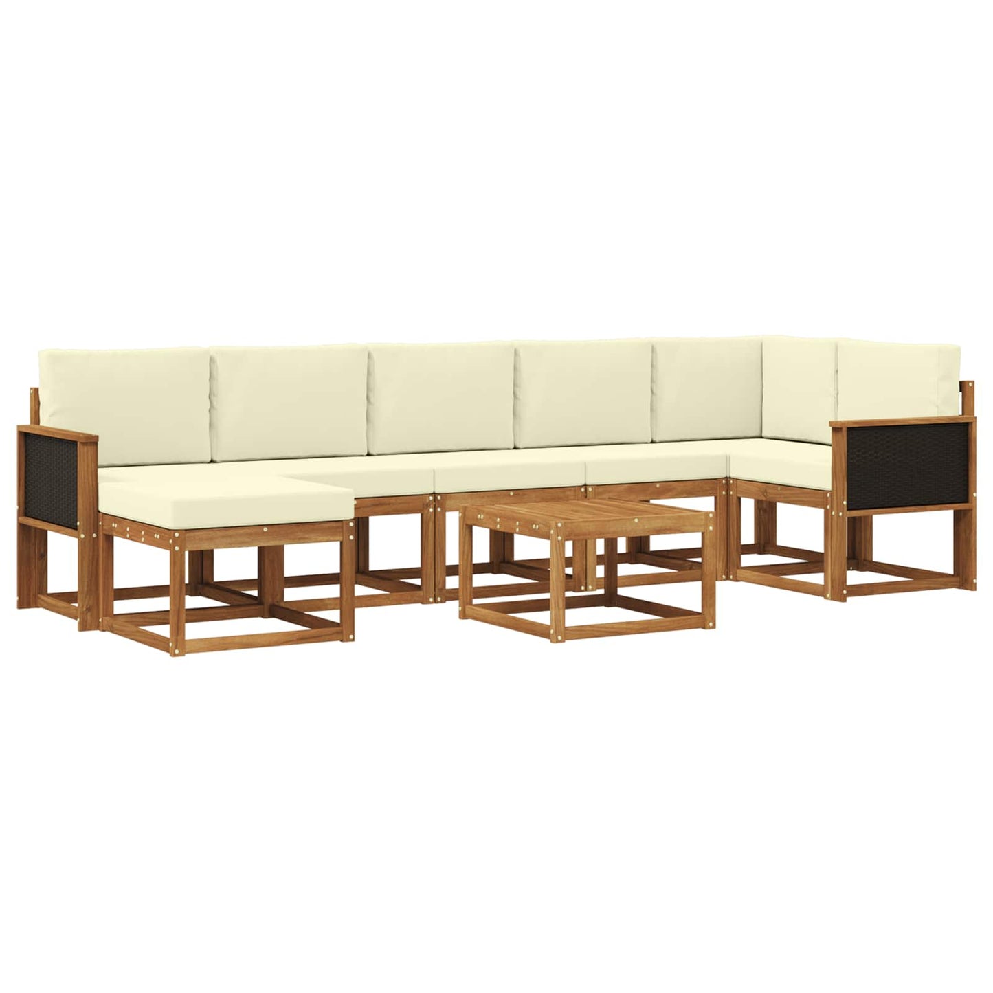 Outdoor-Sofagarnitur mit Kissen 8 pcs Natur und Creme Polyester