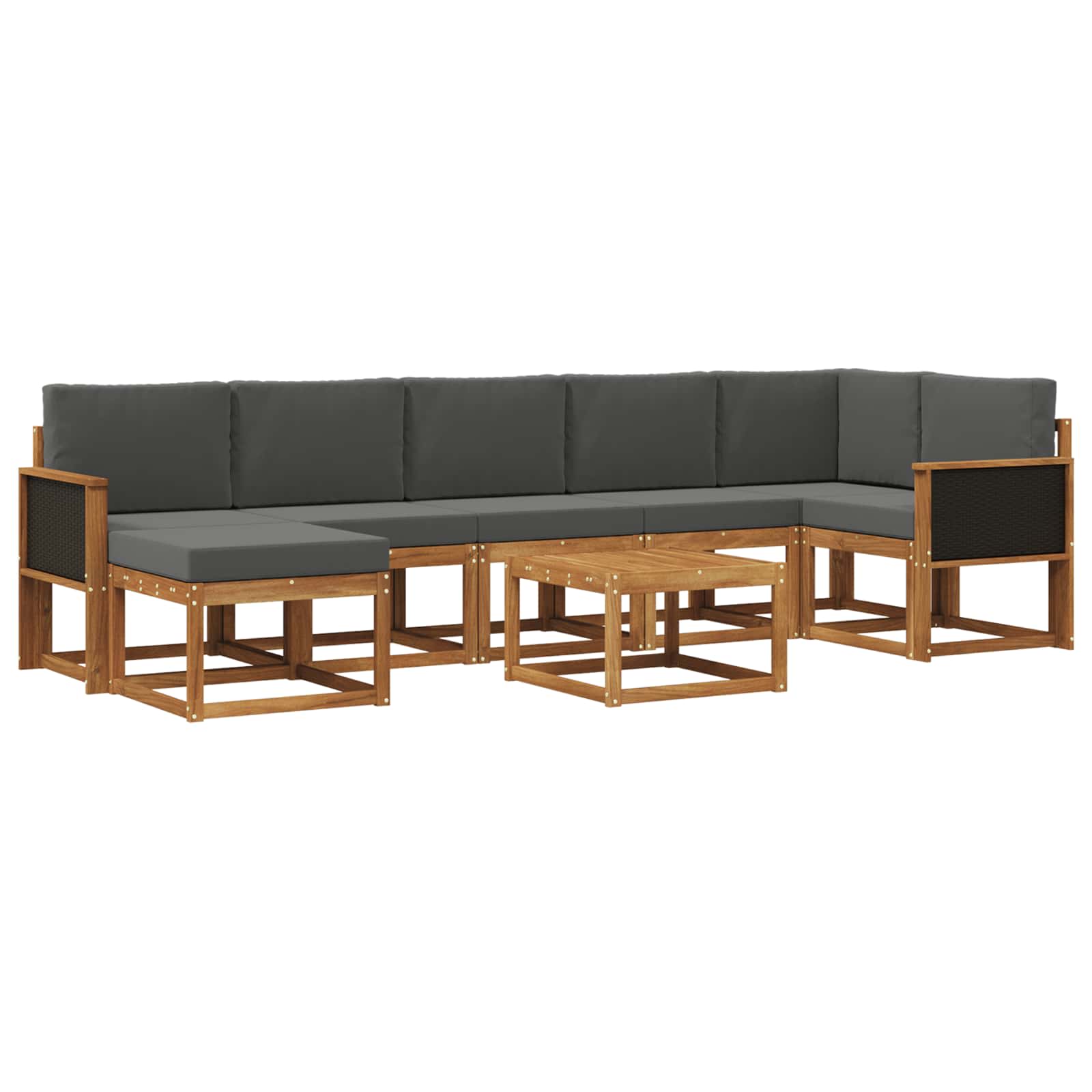 Outdoor-Sofagarnitur 8 pcs Natur und Anthrazit Polyester