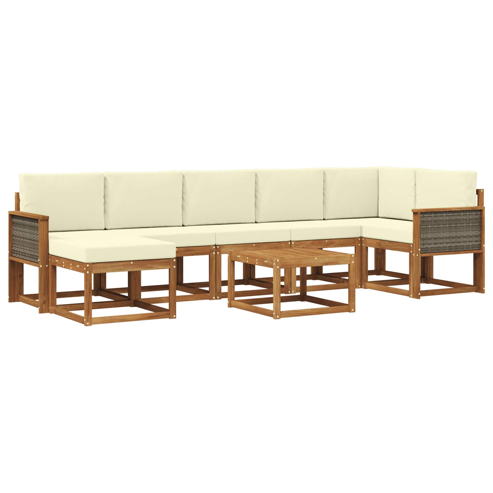 Outdoor-Sofagarnitur 8 stk. Natur und Creme Polyester