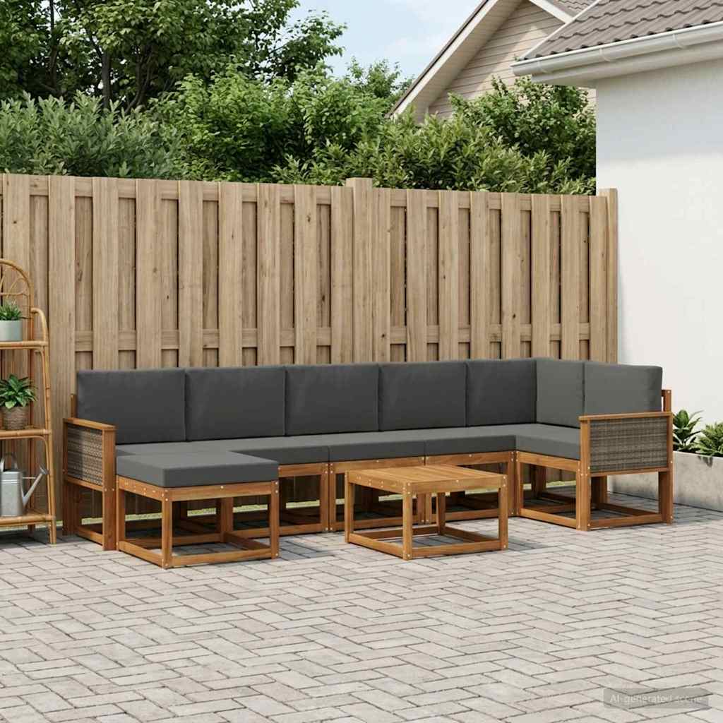 Outdoor-Sofagarnitur 8 pcs Natur und Anthrazit Polyester