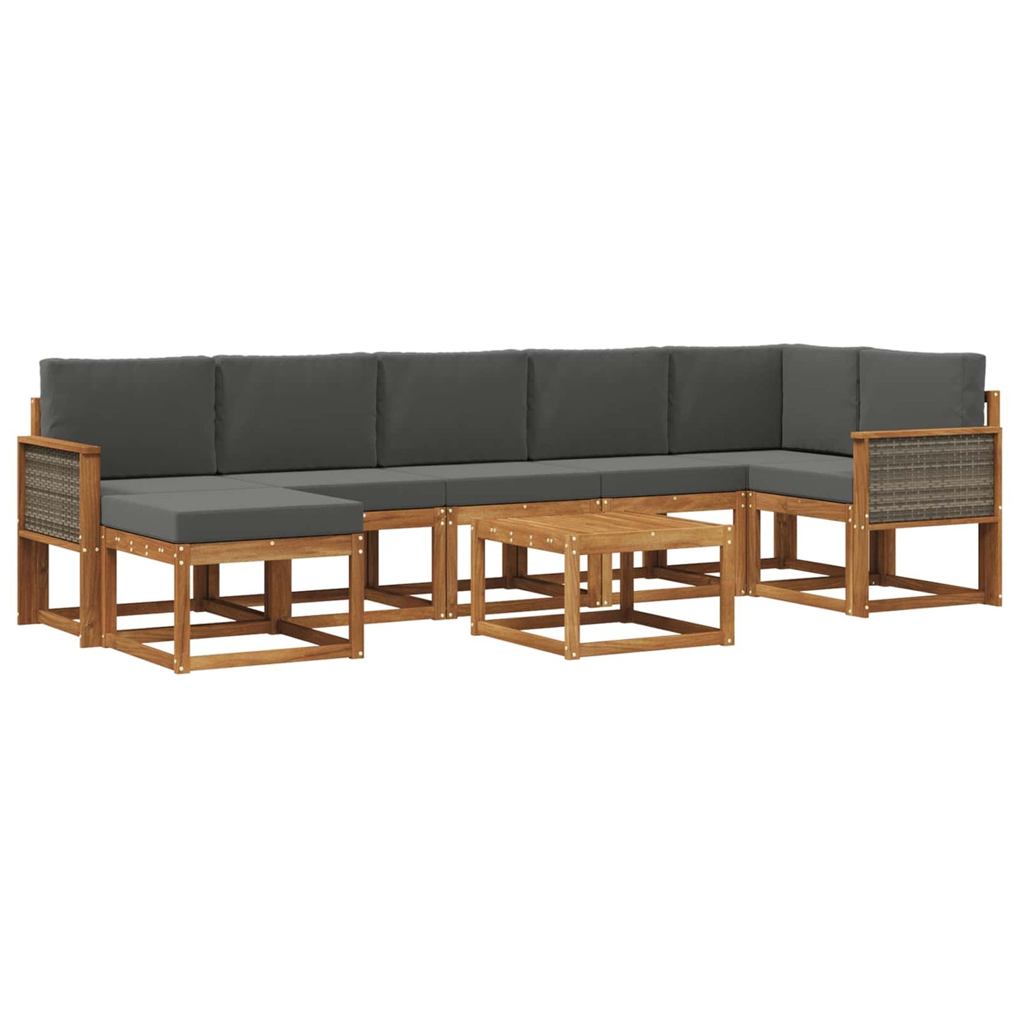 Outdoor-Sofagarnitur 8 pcs Natur und Anthrazit Polyester
