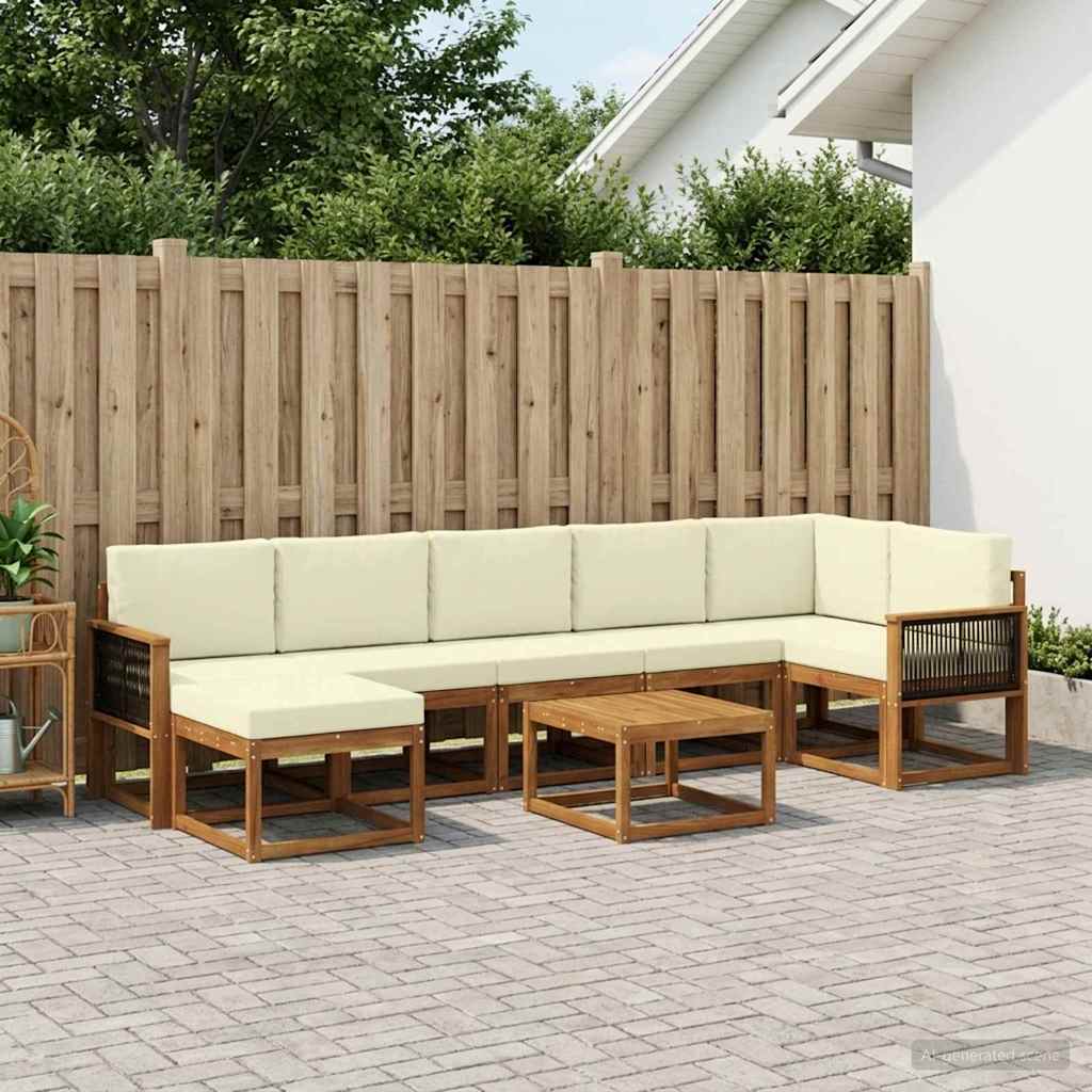 Outdoor-Sofagarnitur 8 stk. Natur und Creme Polyester
