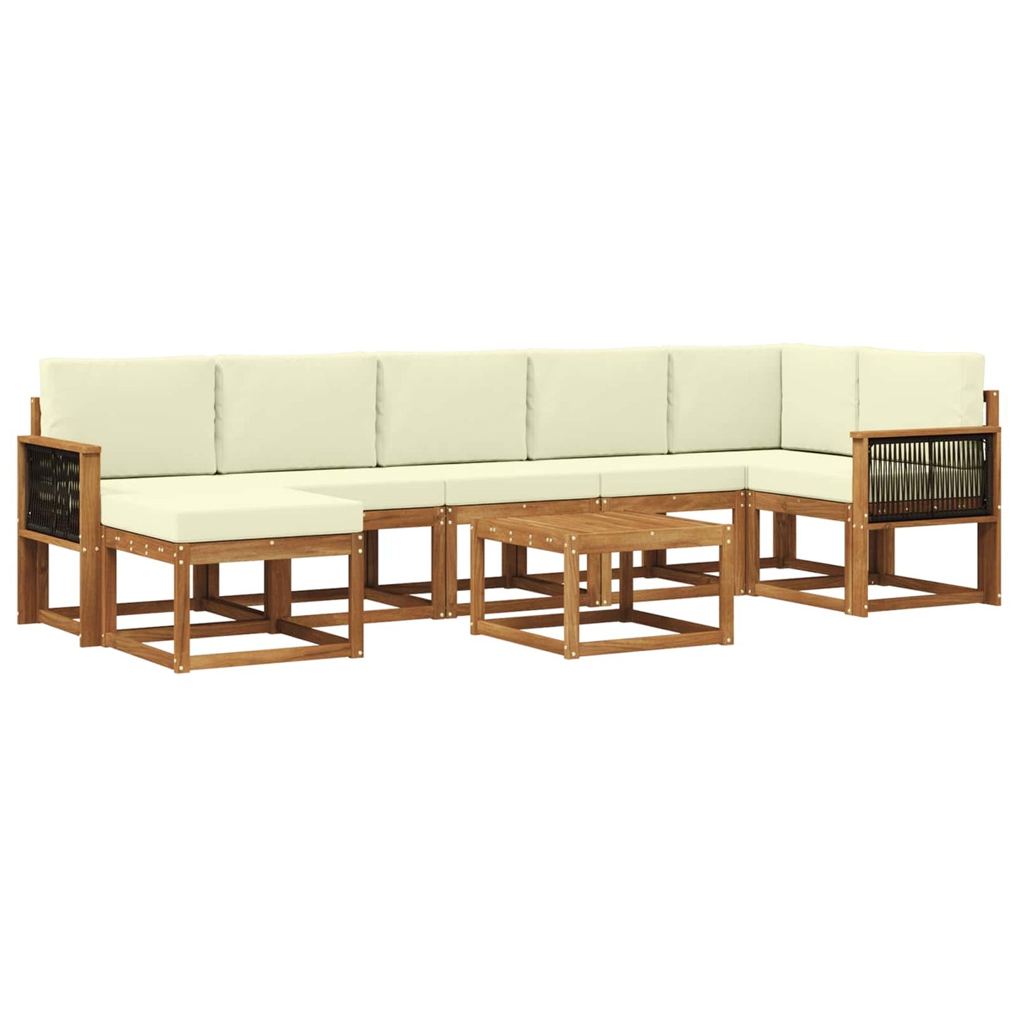 Outdoor-Sofagarnitur 8 stk. Natur und Creme Polyester