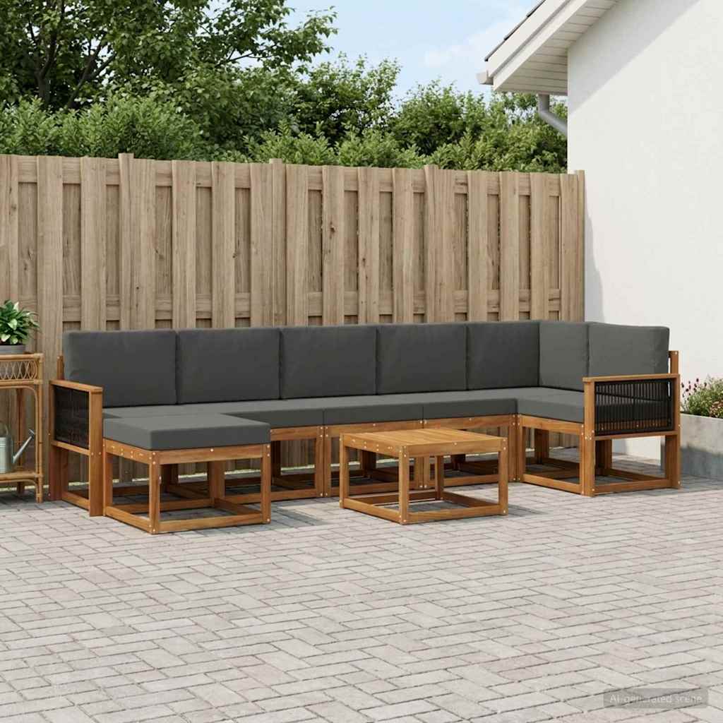 Outdoor-Sofagarnitur 8 pcs Natur und Anthrazit Polyester