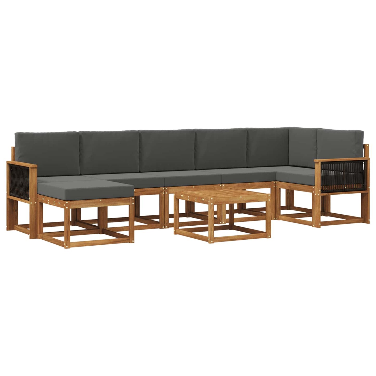 Outdoor-Sofagarnitur 8 pcs Natur und Anthrazit Polyester