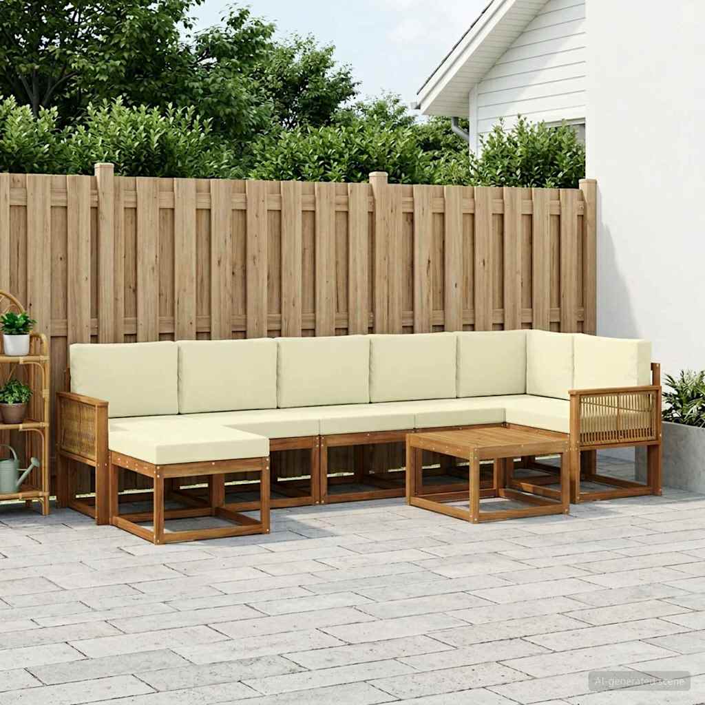 Outdoor-Sofagarnitur 8 stk. Natur und Creme Polyester