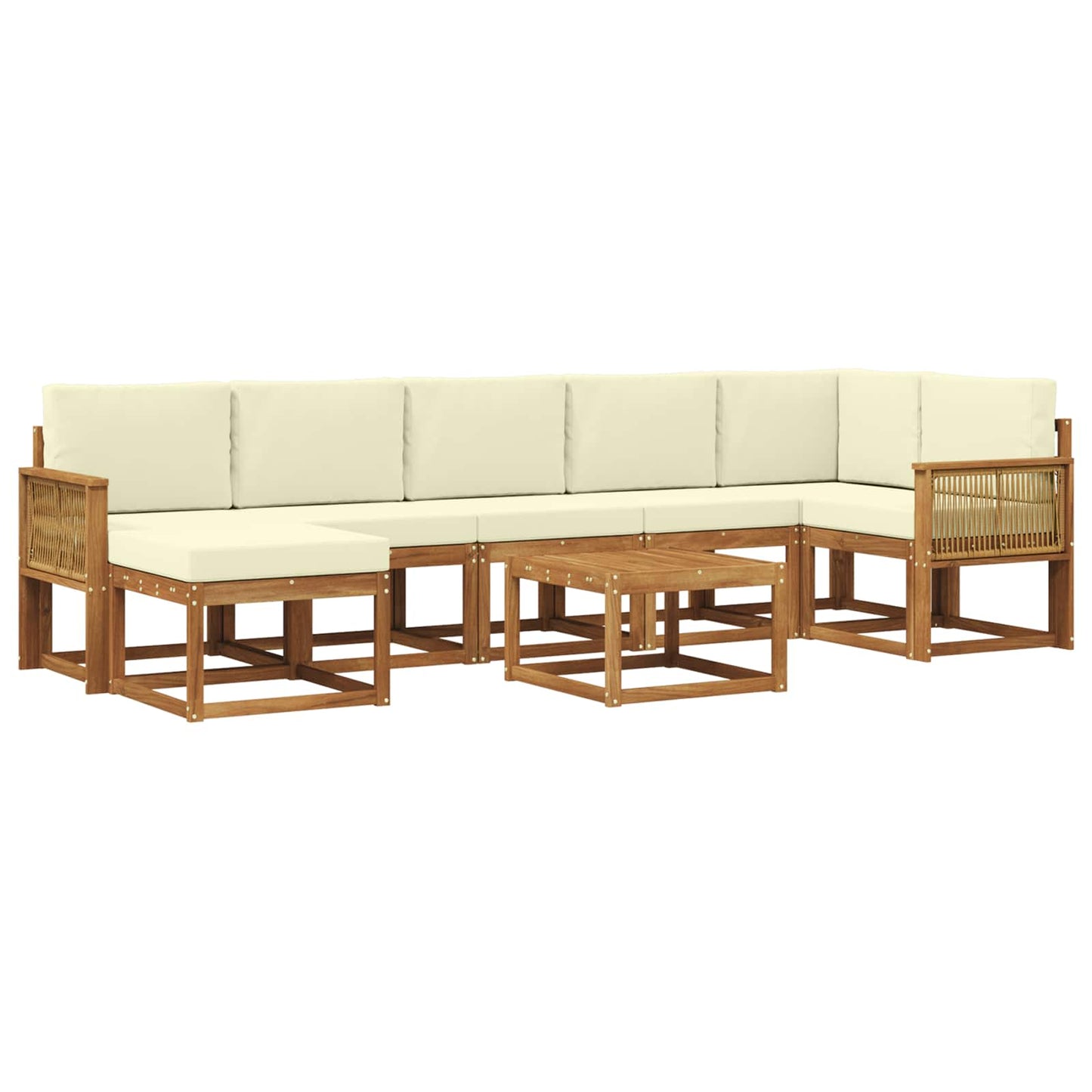 Outdoor-Sofagarnitur 8 stk. Natur und Creme Polyester