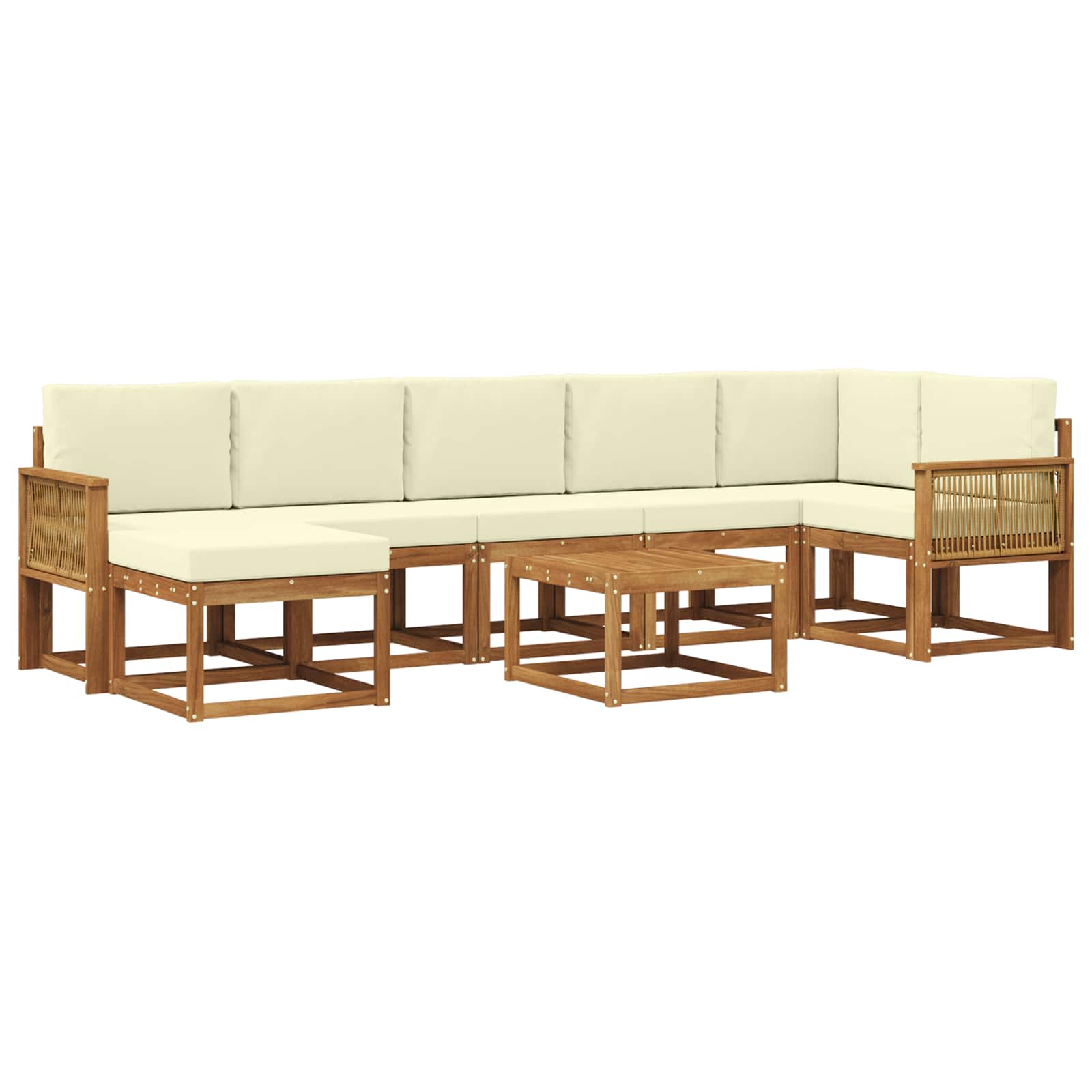 Outdoor-Sofagarnitur 8 stk. Natur und Creme Polyester