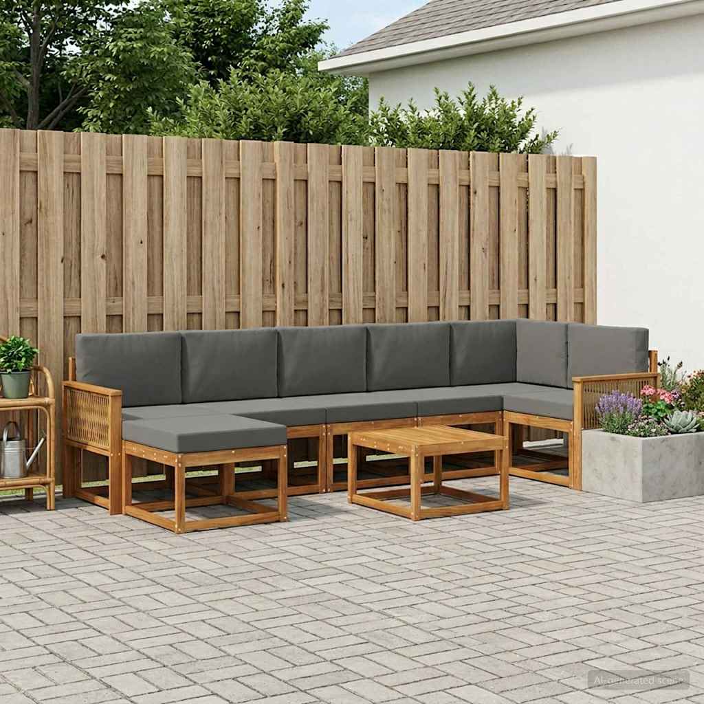 Outdoor-Sofagarnitur 8 pcs Natur und Anthrazit Polyester