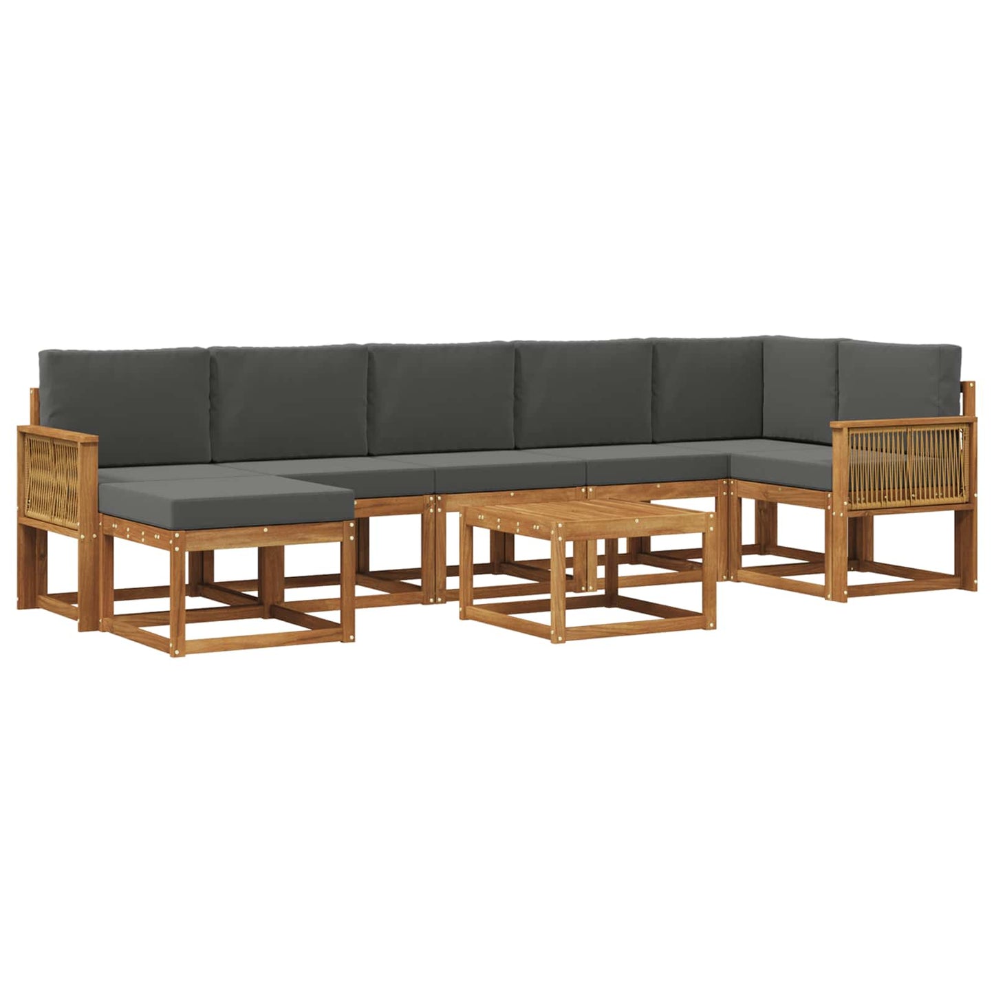 Outdoor-Sofagarnitur 8 pcs Natur und Anthrazit Polyester