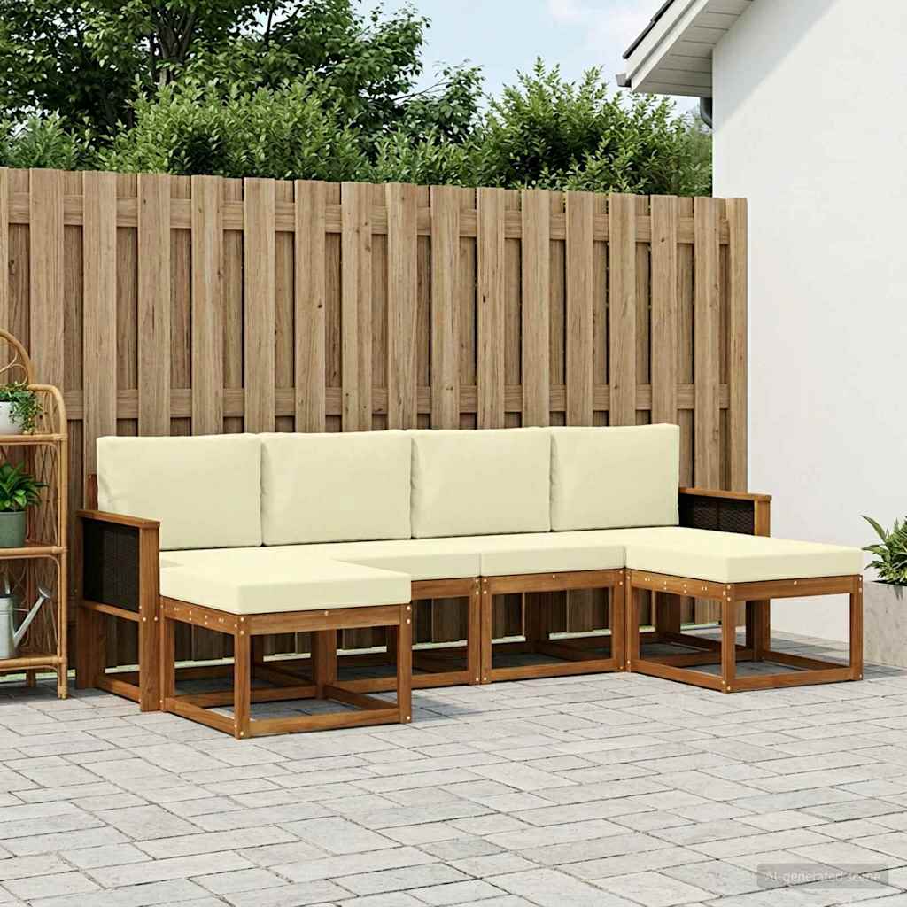 Outdoor-Sofagarnitur 6 stk. Natur und Creme Polyester