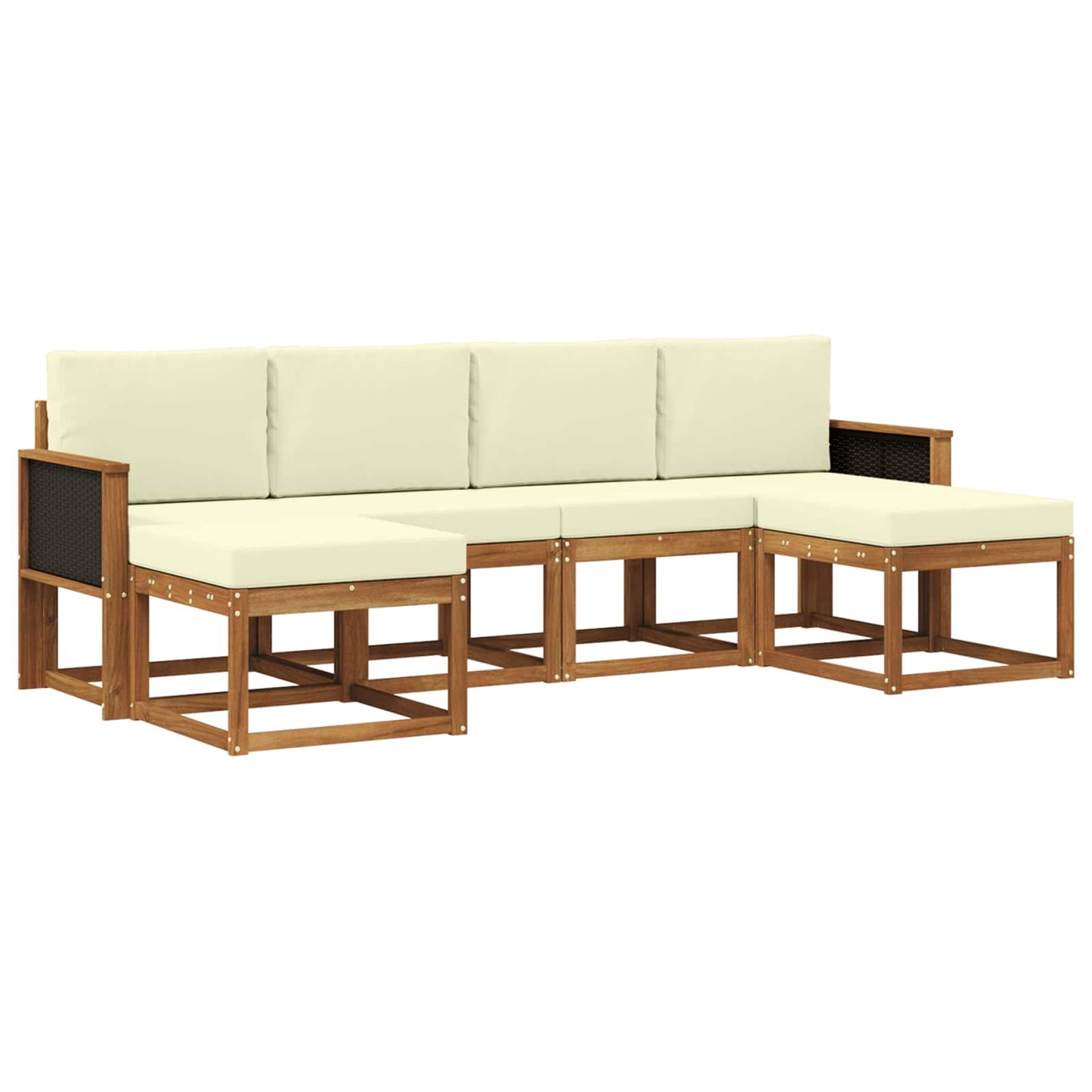 Outdoor-Sofagarnitur 6 stk. Natur und Creme Polyester