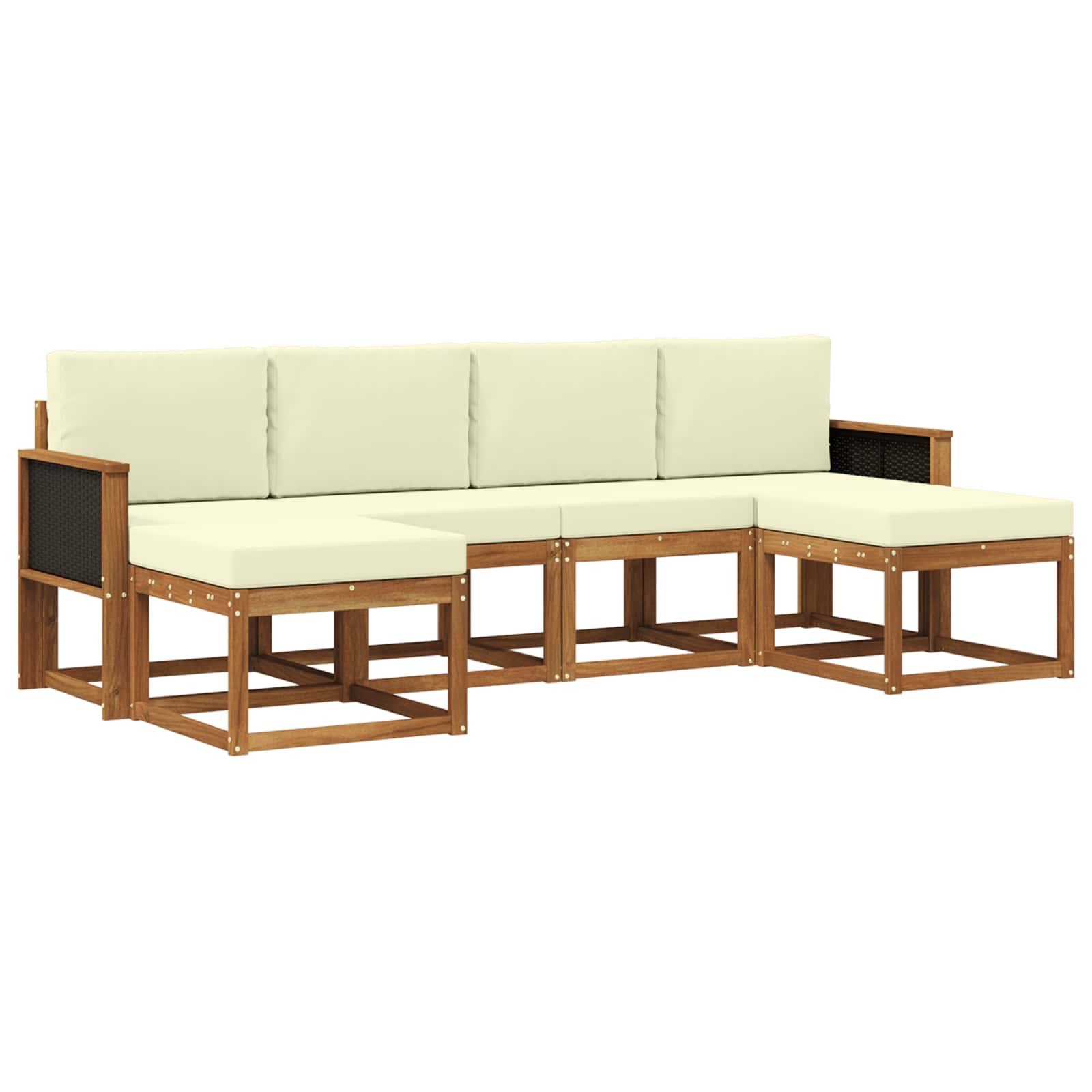 Outdoor-Sofagarnitur 6 stk. Natur und Creme Polyester