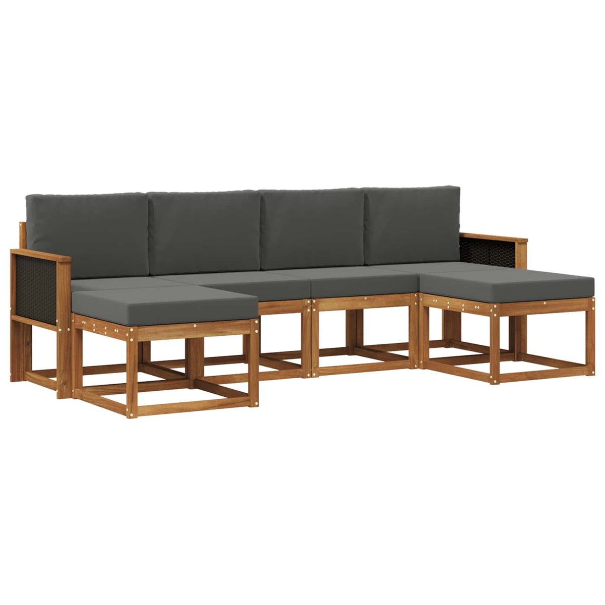Outdoor-Sofagarnitur 6 stk. Natur und Anthrazit Polyester