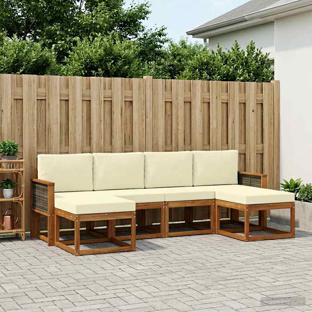 Outdoor-Sofagarnitur 6 stk. Natur und Creme Polyester