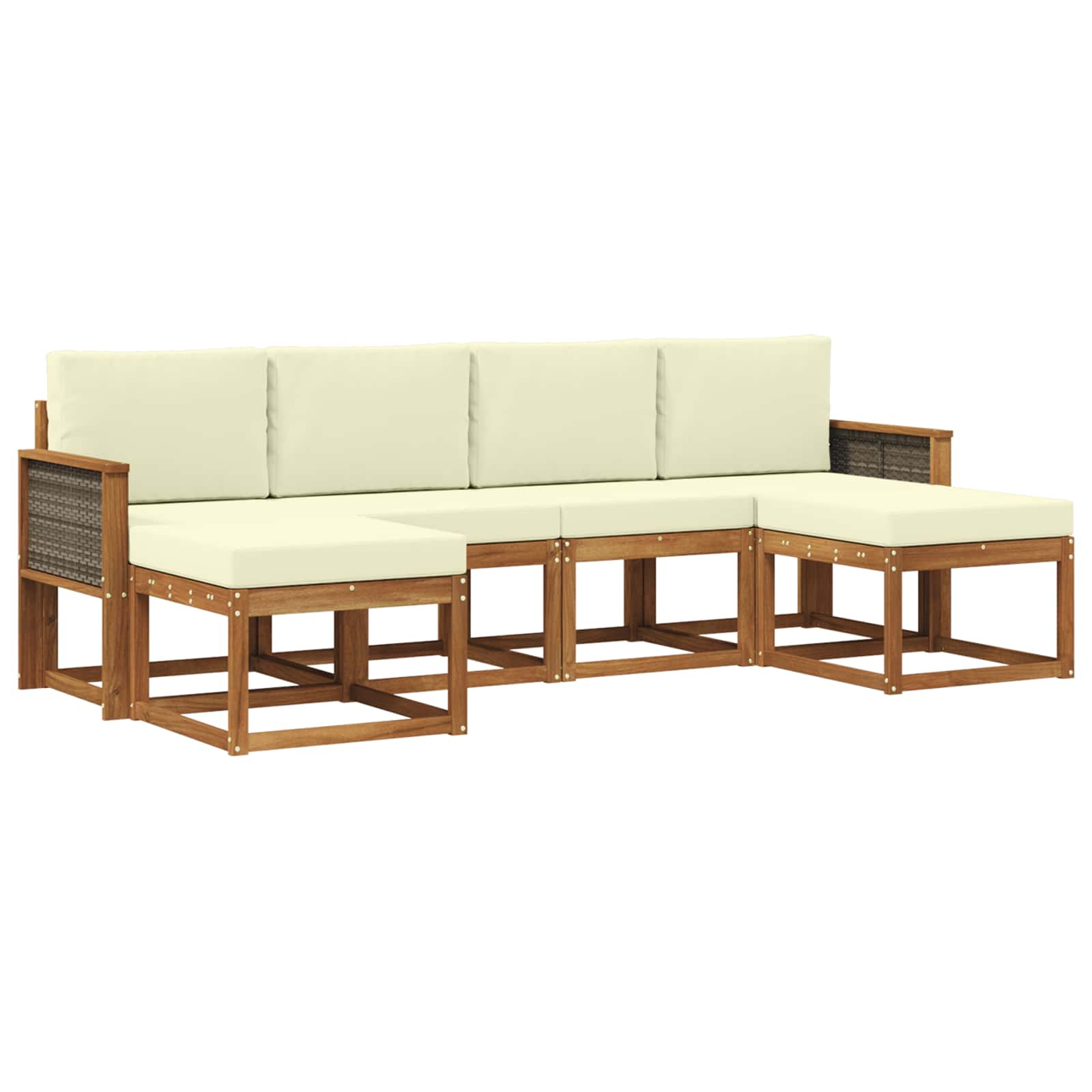 Outdoor-Sofagarnitur 6 stk. Natur und Creme Polyester