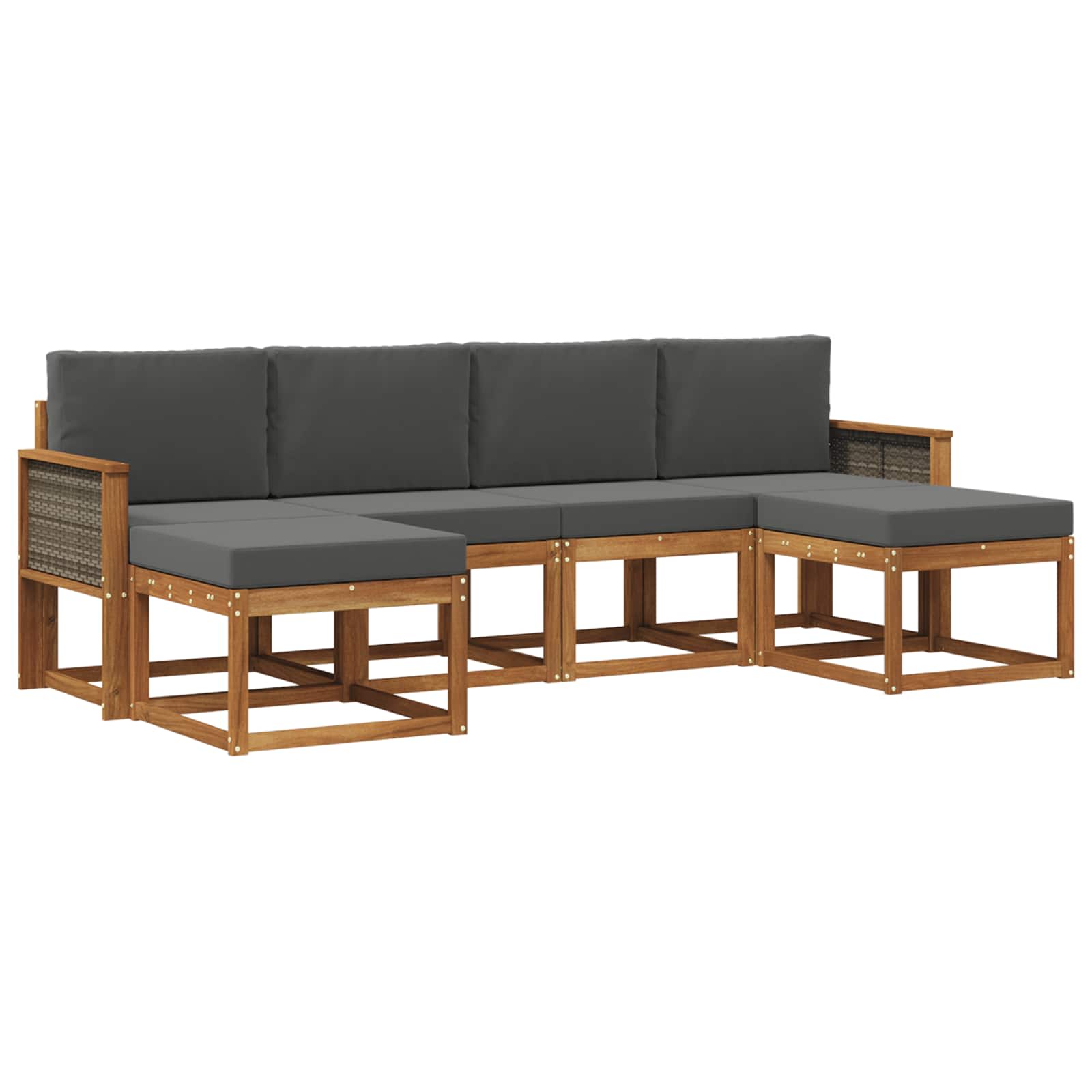 Outdoor-Sofagarnitur 6 pcs Natur und Anthrazit Polyester