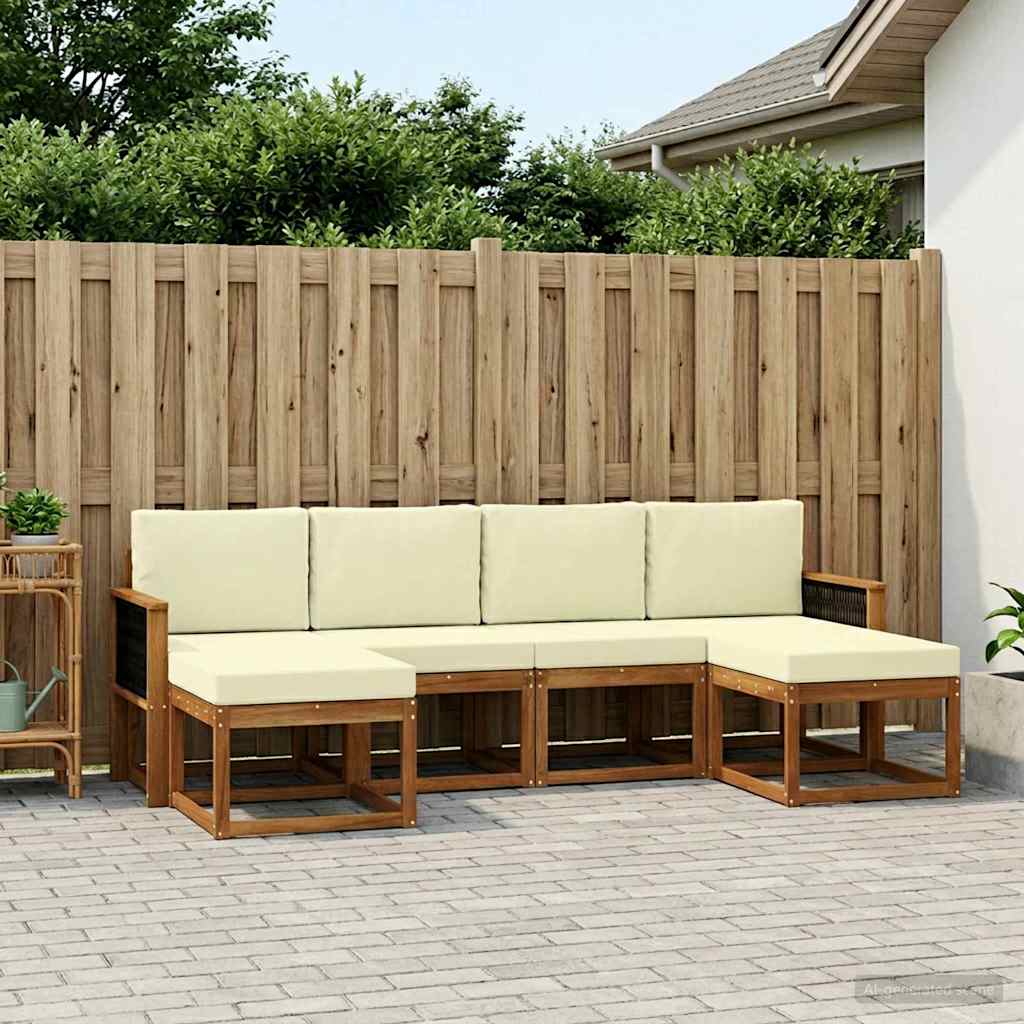 Outdoor-Sofagarnitur 6 stk. Natur und Creme Polyester
