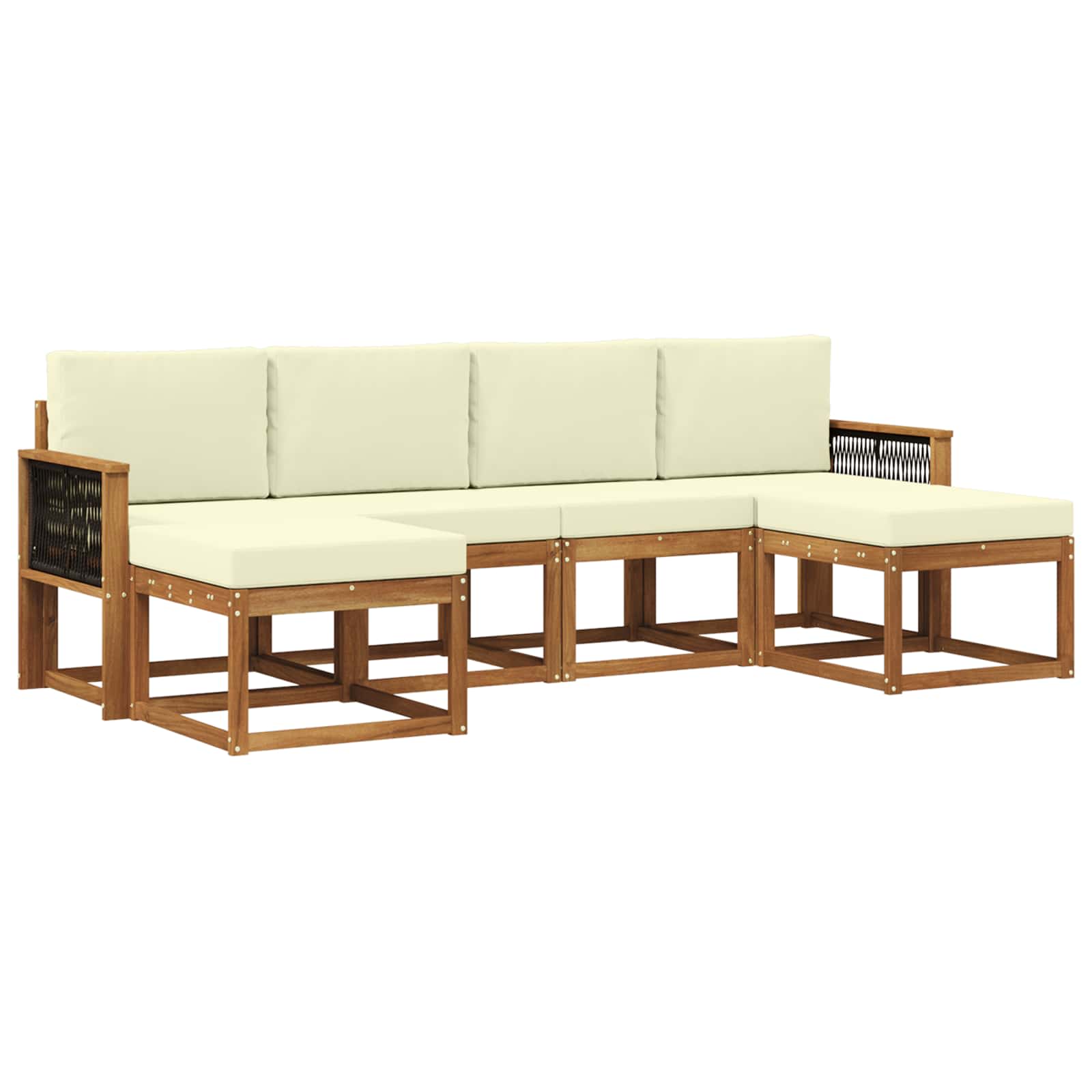 Outdoor-Sofagarnitur 6 stk. Natur und Creme Polyester