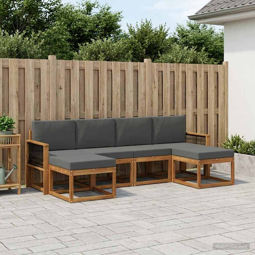 Outdoor-Sofagarnitur 6 stk. Natur und Anthrazit Polyester