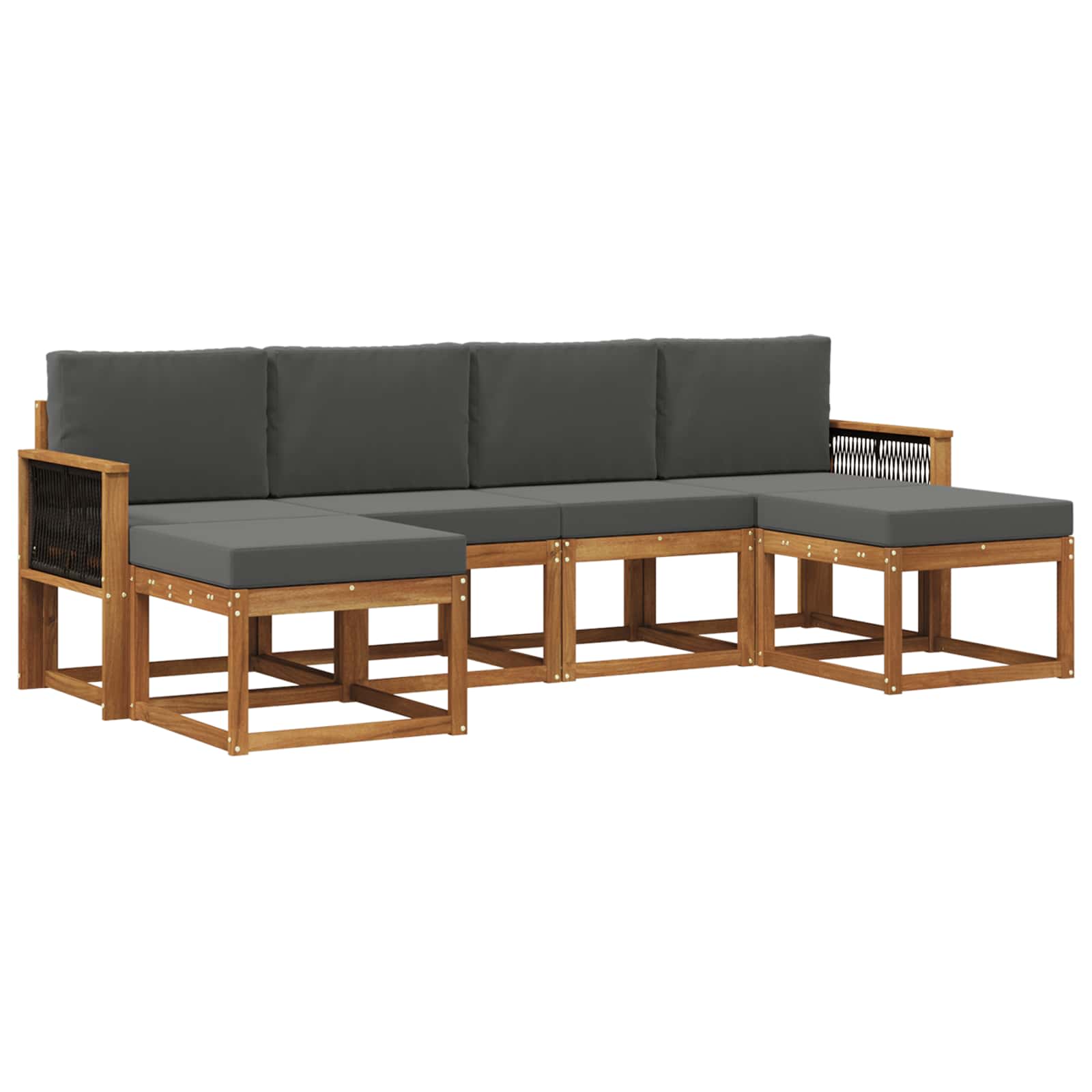 Outdoor-Sofagarnitur 6 pcs Natur und Anthrazit Polyester