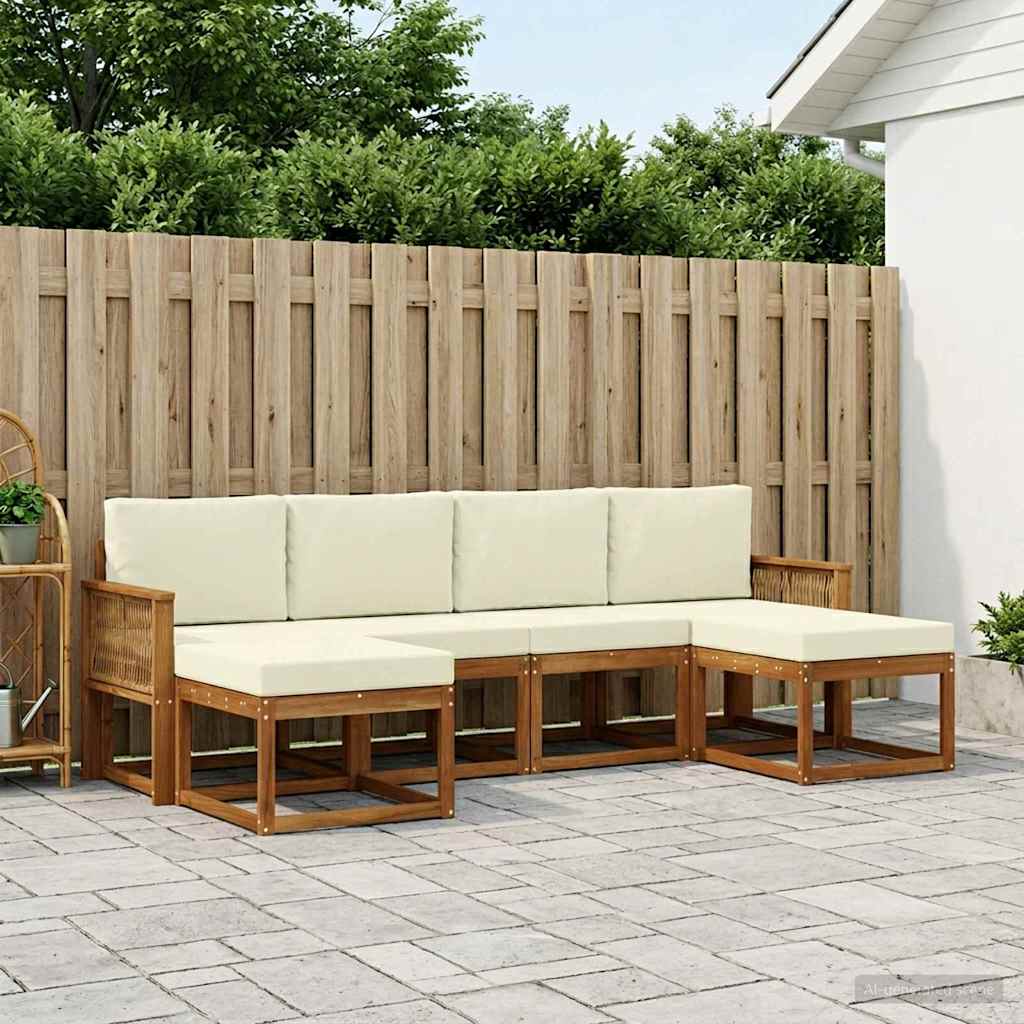 Outdoor-Sofagarnitur 6 stk. Natur und Creme Polyester
