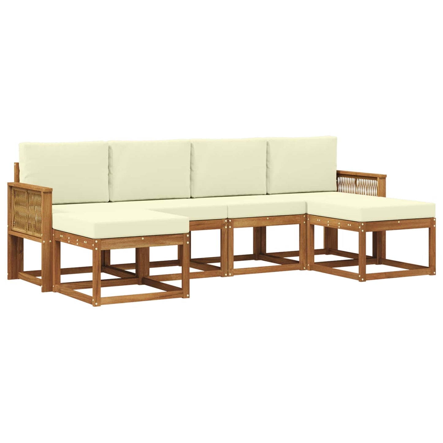 Outdoor-Sofagarnitur 6 stk. Natur und Creme Polyester