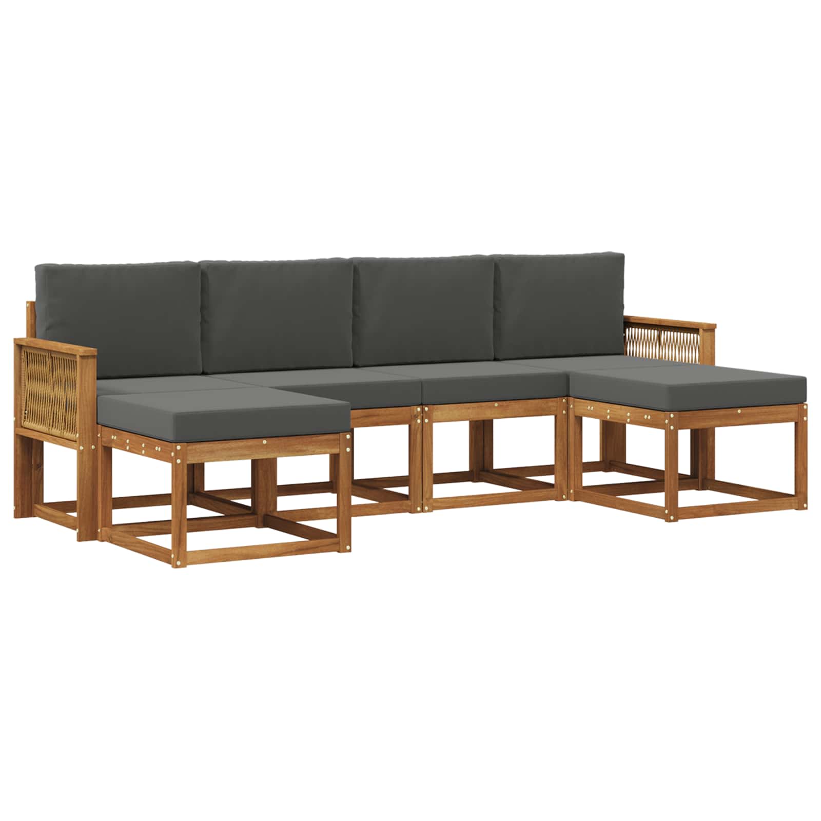 Outdoor-Sofagarnitur 6 pcs Natur und Anthrazit Polyester