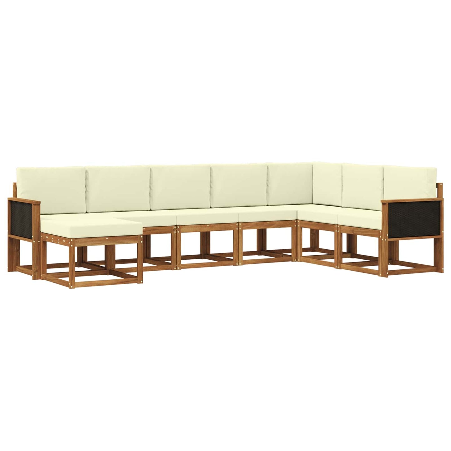 Outdoor-Sofagarnitur 8 stk. Natur und Creme Massivholz Akazie