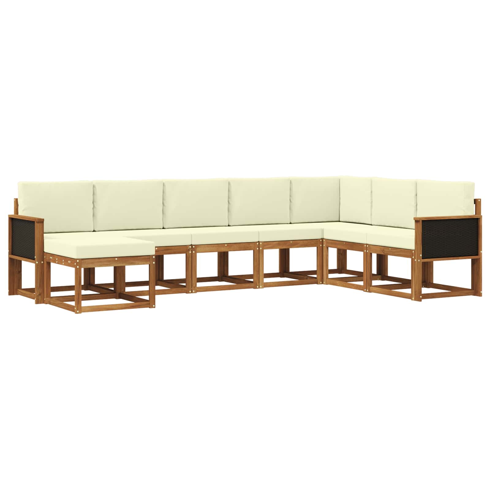 Outdoor-Sofagarnitur 8 stk. Natur und Creme Massivholz Akazie