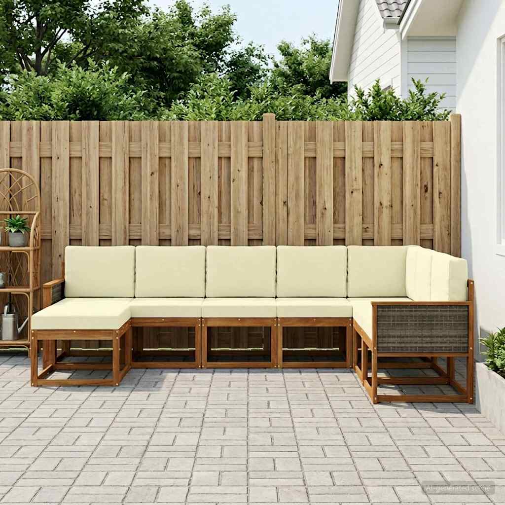 Outdoor-Sofagarnitur 8 pcs Natur und Creme Massivholz Akazie