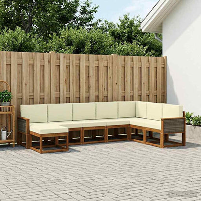 Outdoor-Sofagarnitur 8 stk. Natur und Creme Massivholz Akazie