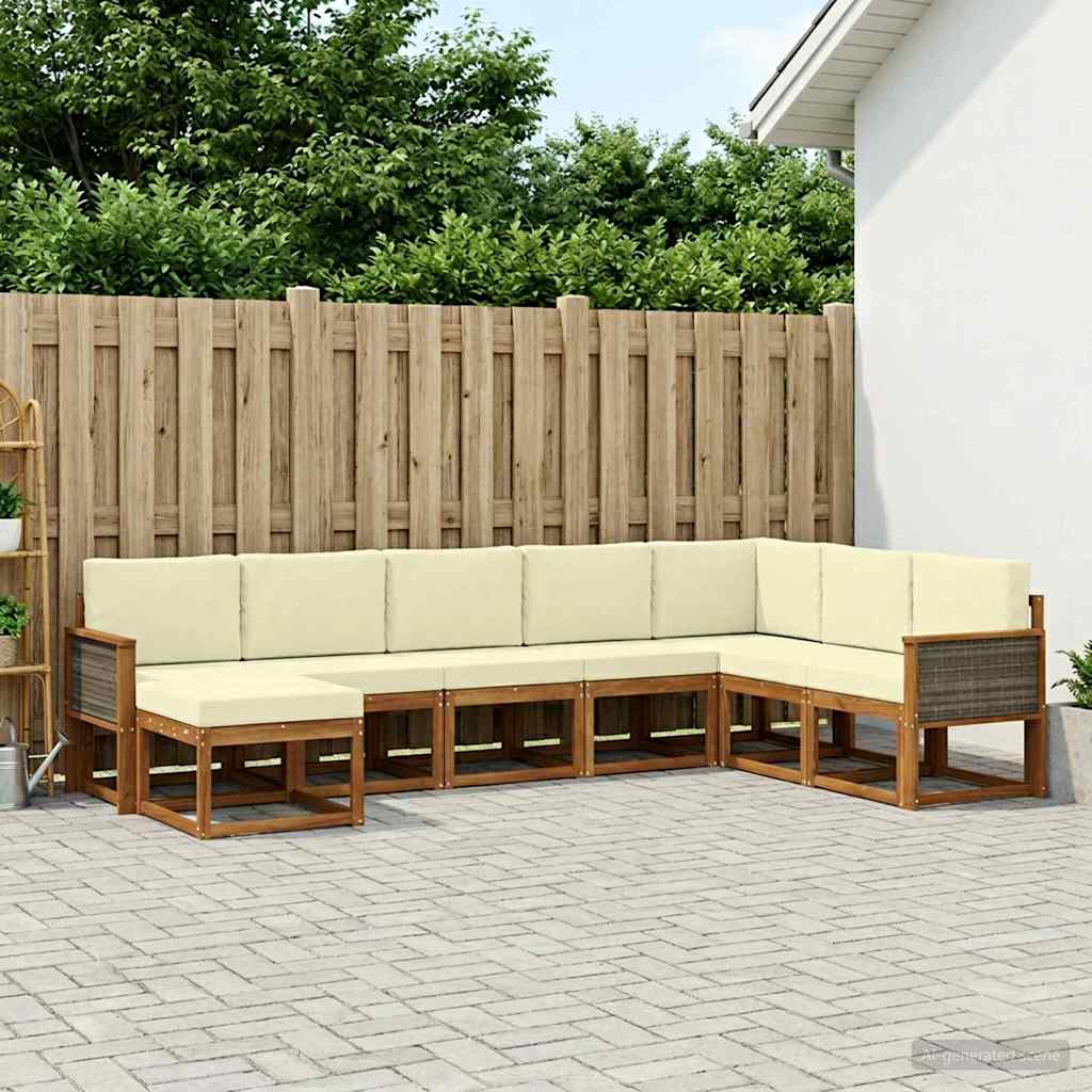 Outdoor-Sofagarnitur 8 pcs Natur und Creme Massivholz Akazie