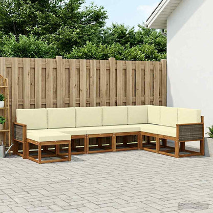 Outdoor-Sofagarnitur 8 stk. Natur und Creme Massivholz Akazie
