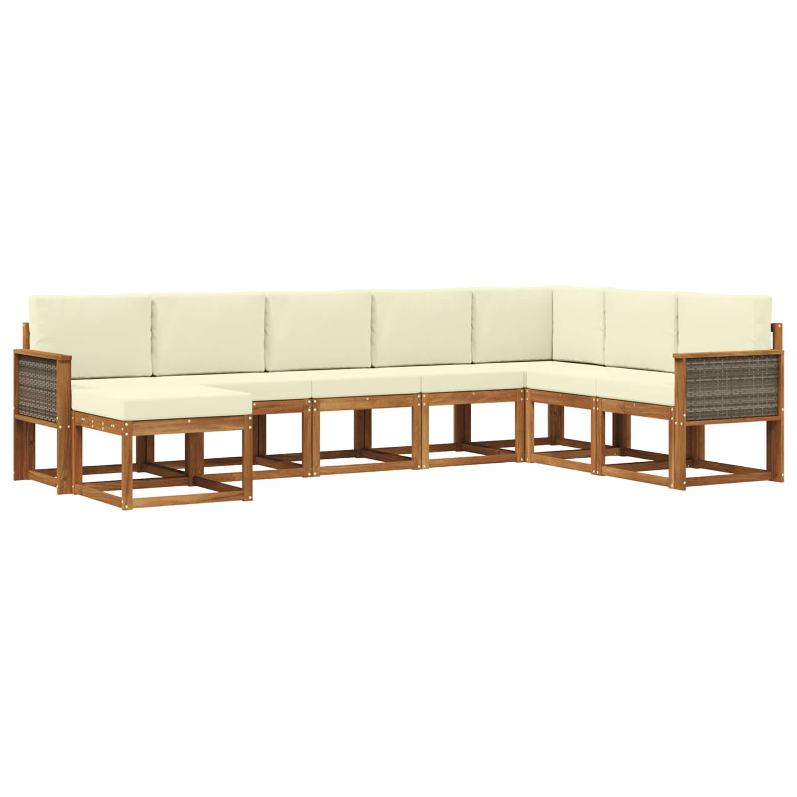 Outdoor-Sofagarnitur 8 pcs Natur und Creme Massivholz Akazie