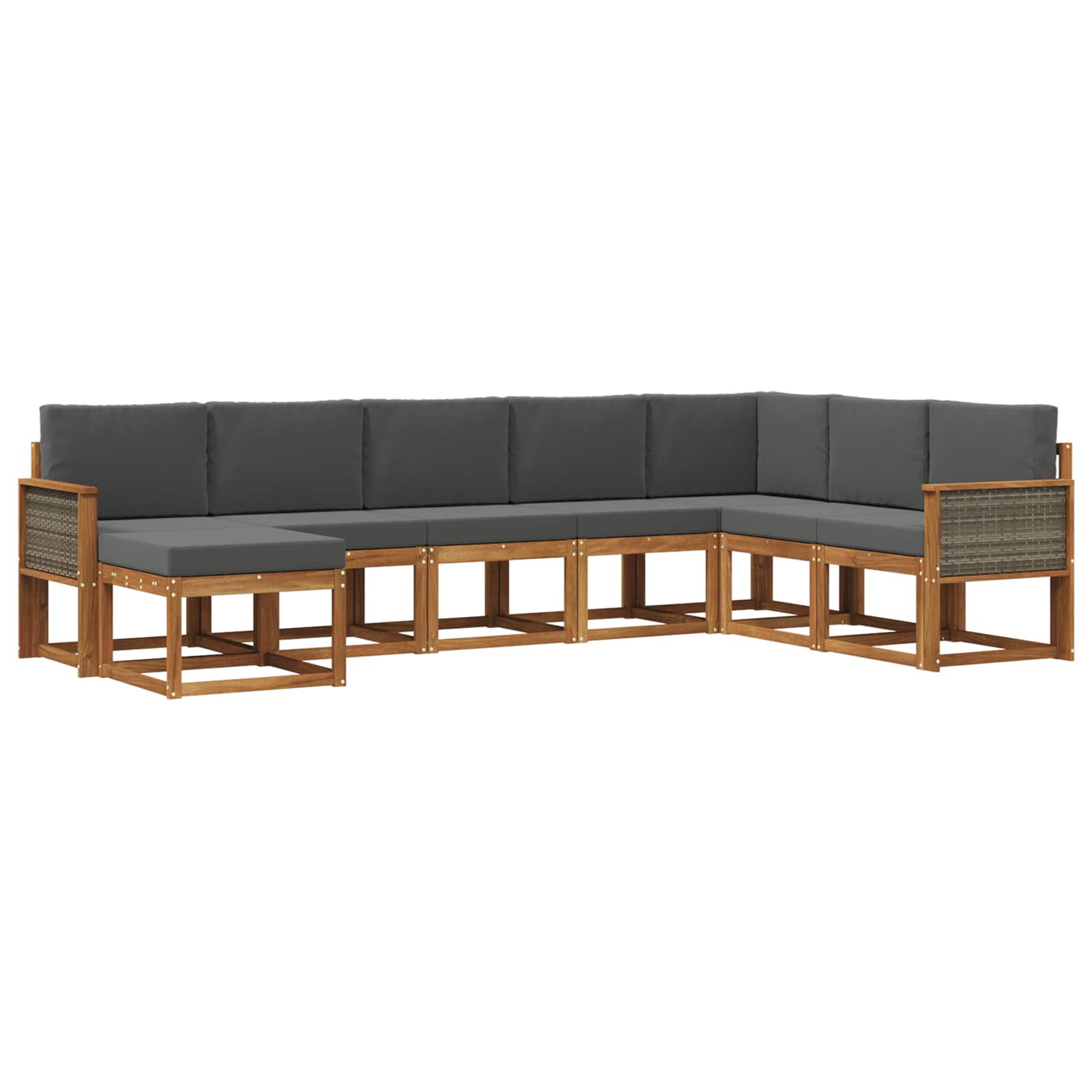 Outdoor-Sofagarnitur mit Kissen 8 pcs Natur und Anthrazit