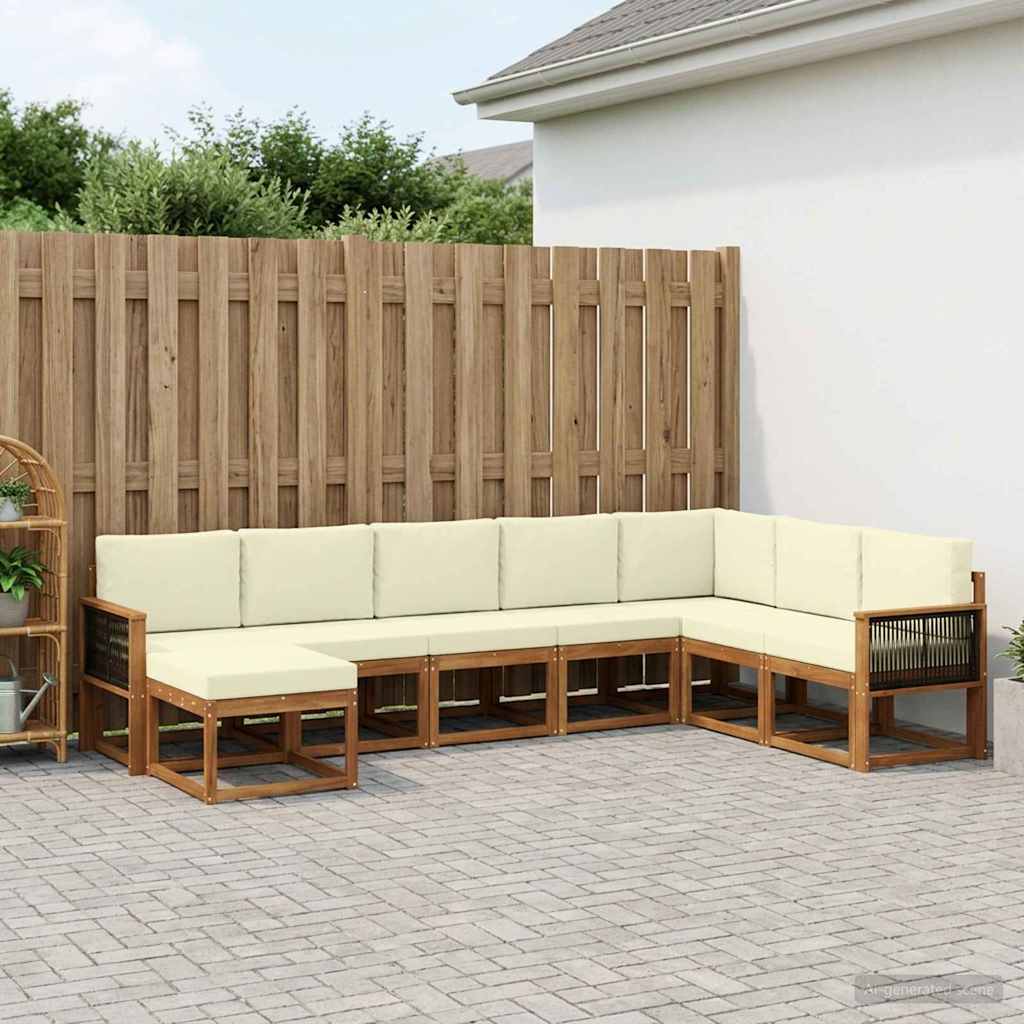 Outdoor-Sofagarnitur 8 pcs Natur und Creme Massivholz Akazie