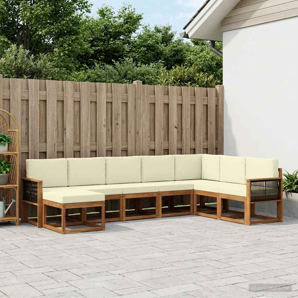 Outdoor-Sofagarnitur 8 pcs Natur und Creme Massivholz Akazie