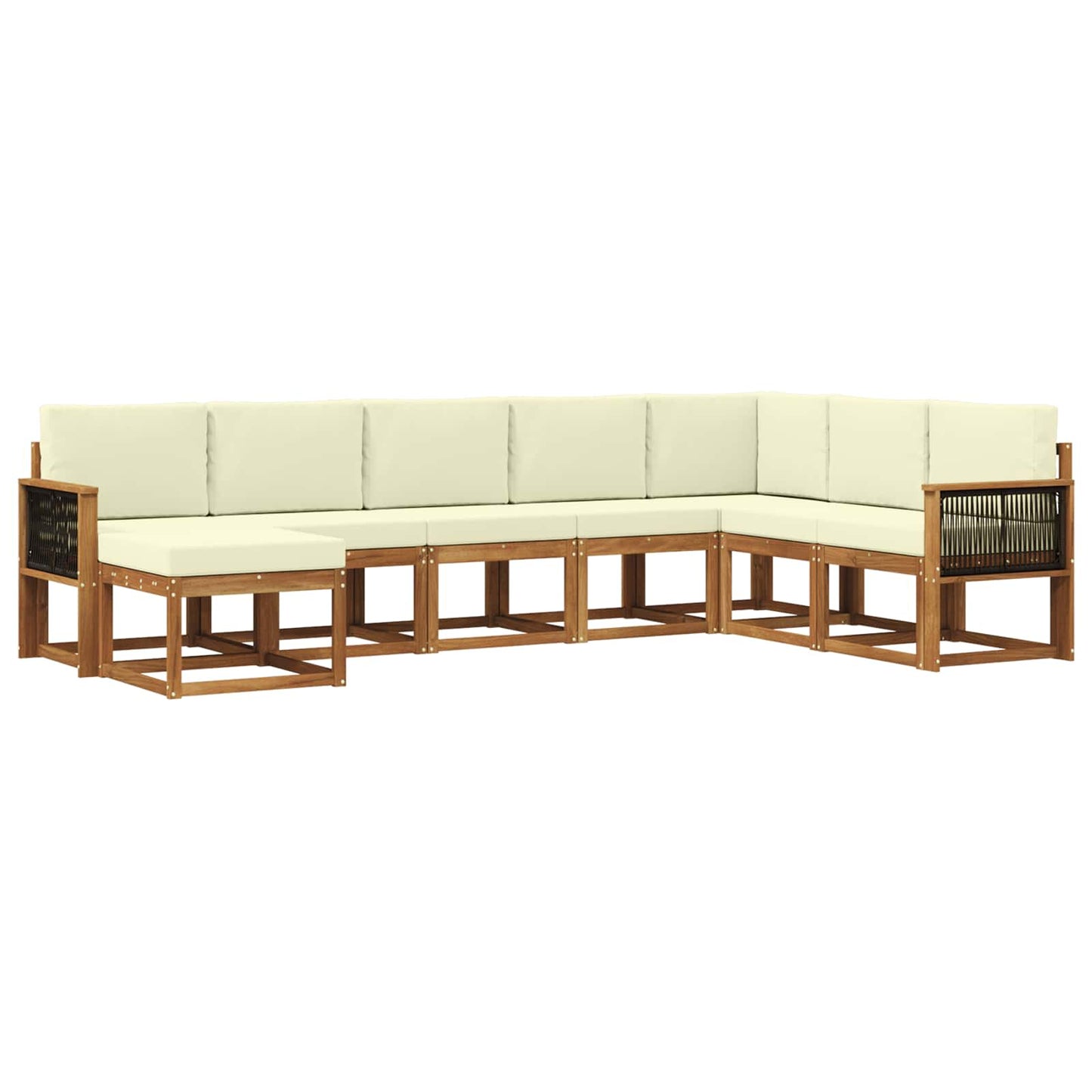Outdoor-Sofagarnitur 8 pcs Natur und Creme Massivholz Akazie