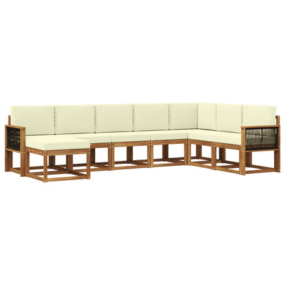 Outdoor-Sofagarnitur 8 stk. Natur und Creme Massivholz Akazie