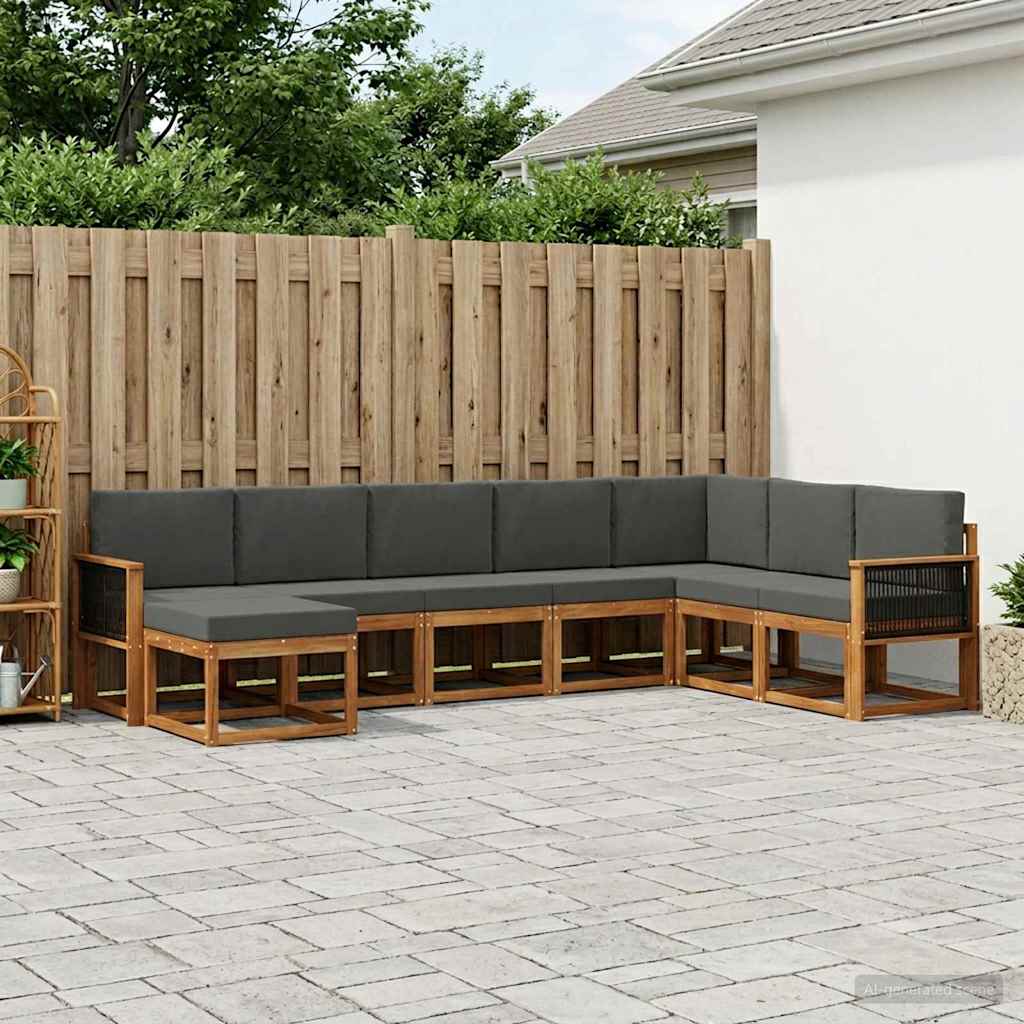 Outdoor-Sofagarnitur 8 pcs Natur und Anthrazit