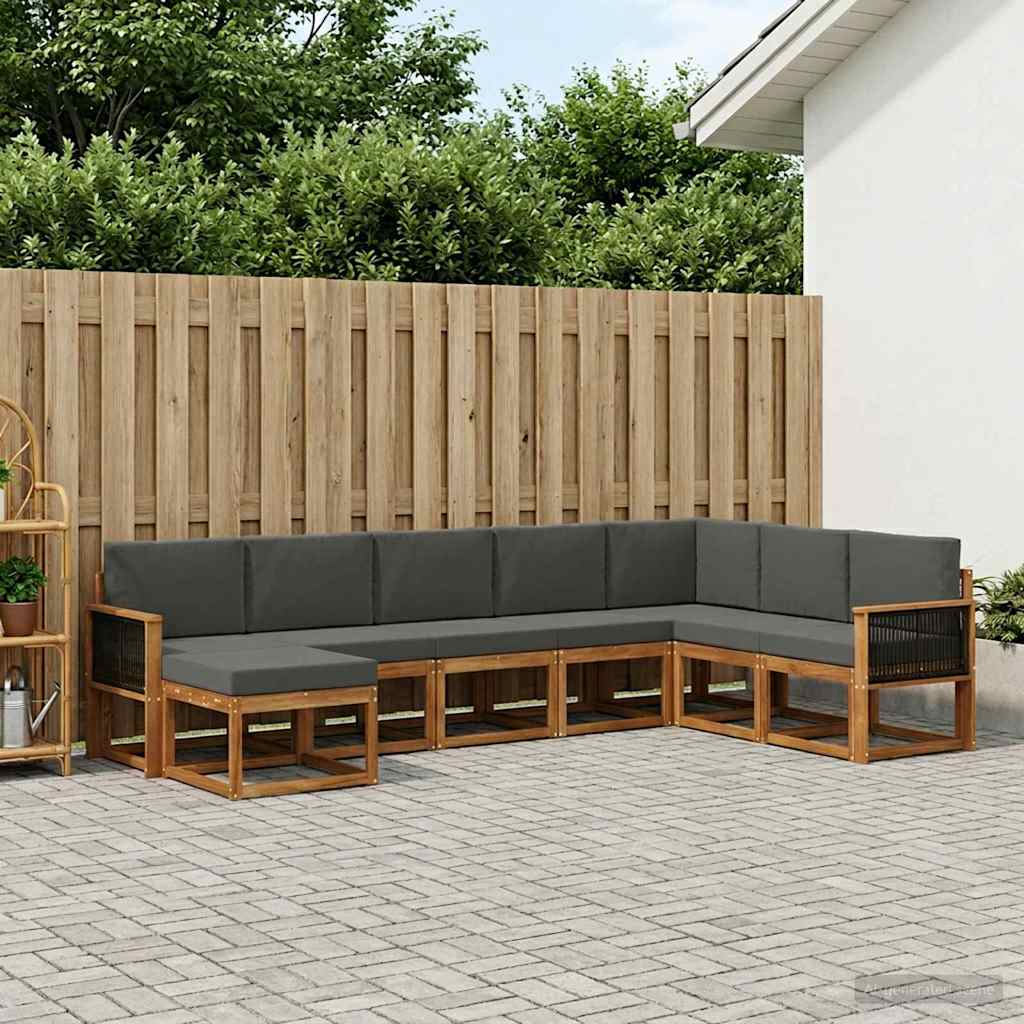 Outdoor-Sofagarnitur 8 pcs Natur und Anthrazit