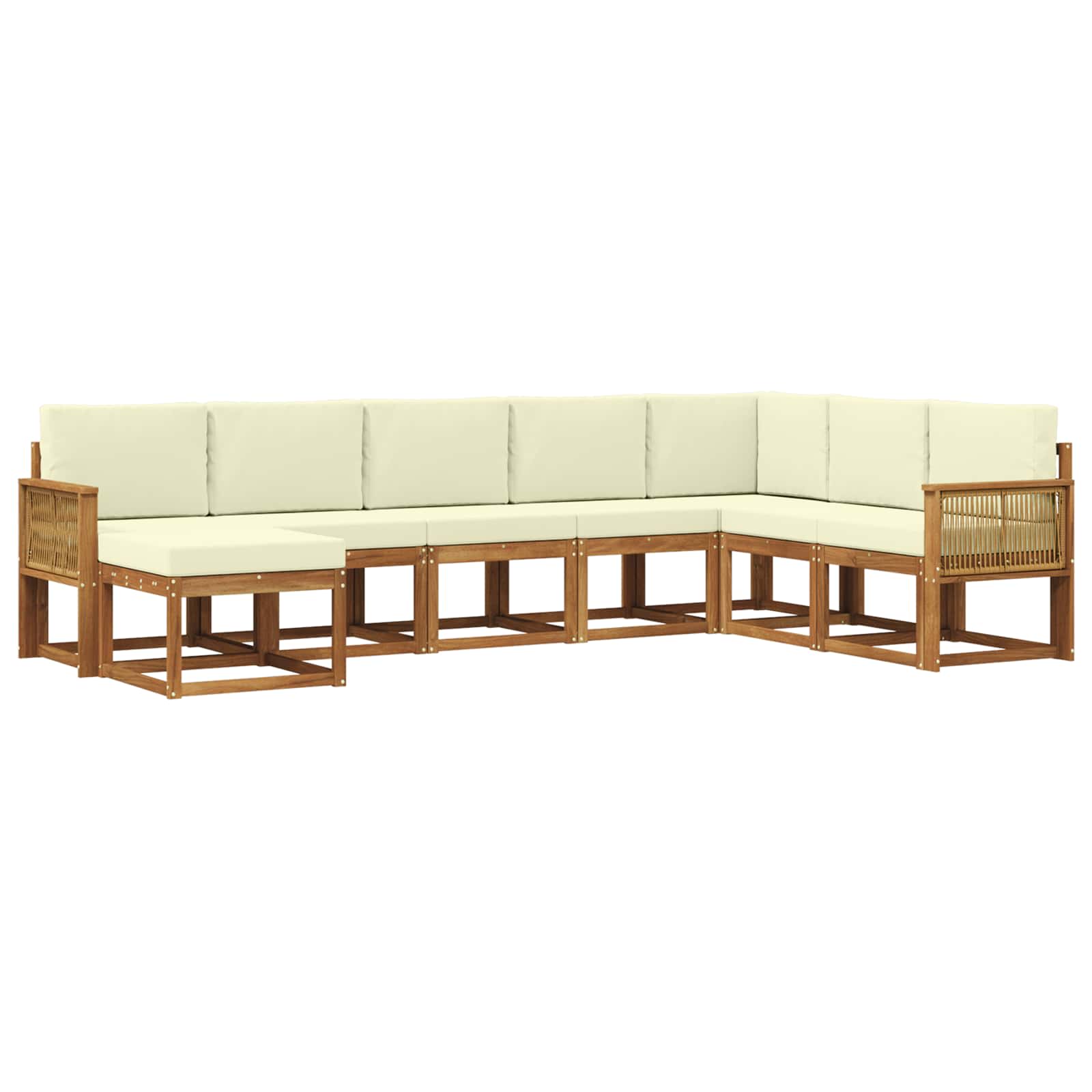 Outdoor-Sofagarnitur 8 stk. Natur und Creme Massivholz Akazie