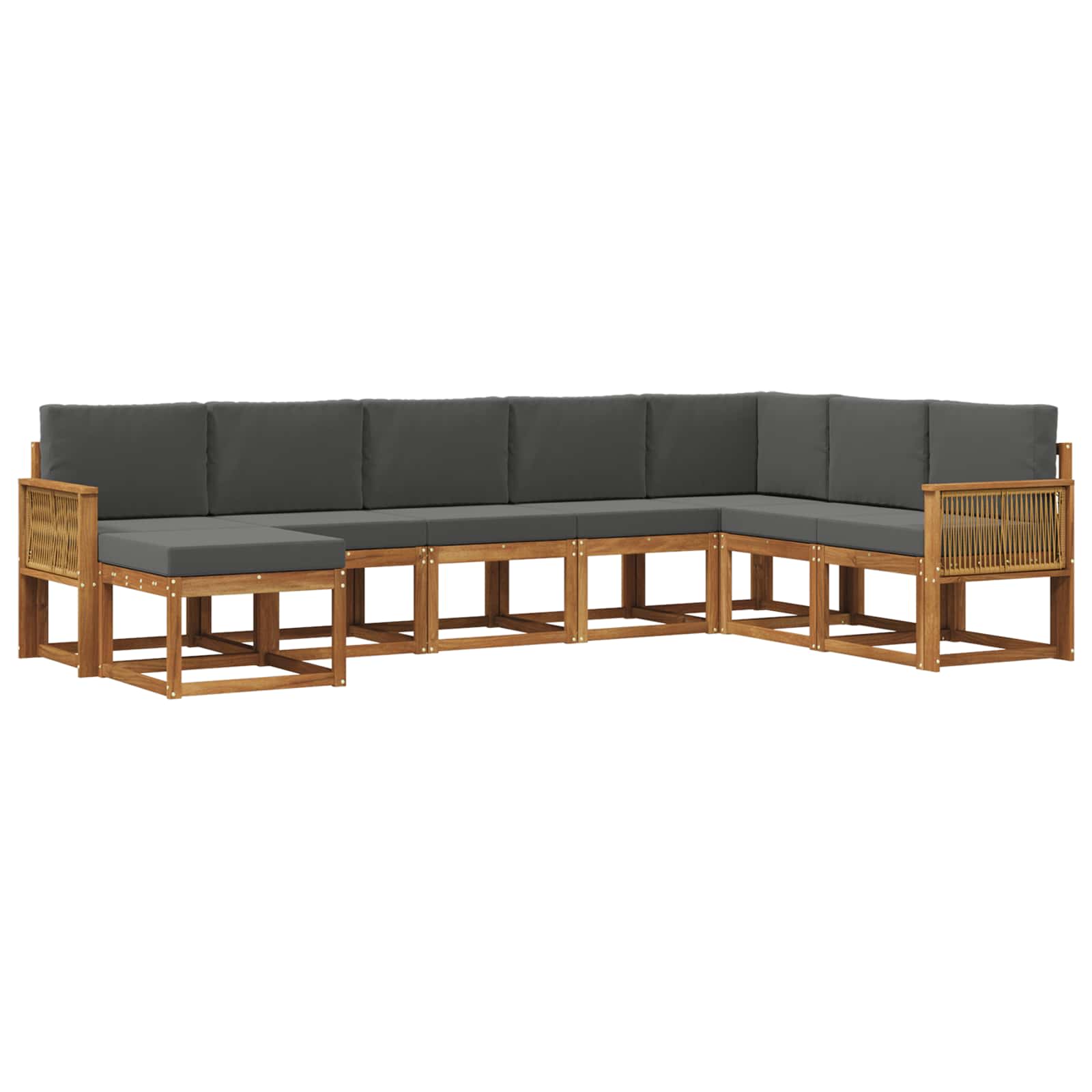 Outdoor-Sofagarnitur mit Kissen 8 pcs Natur und Anthrazit