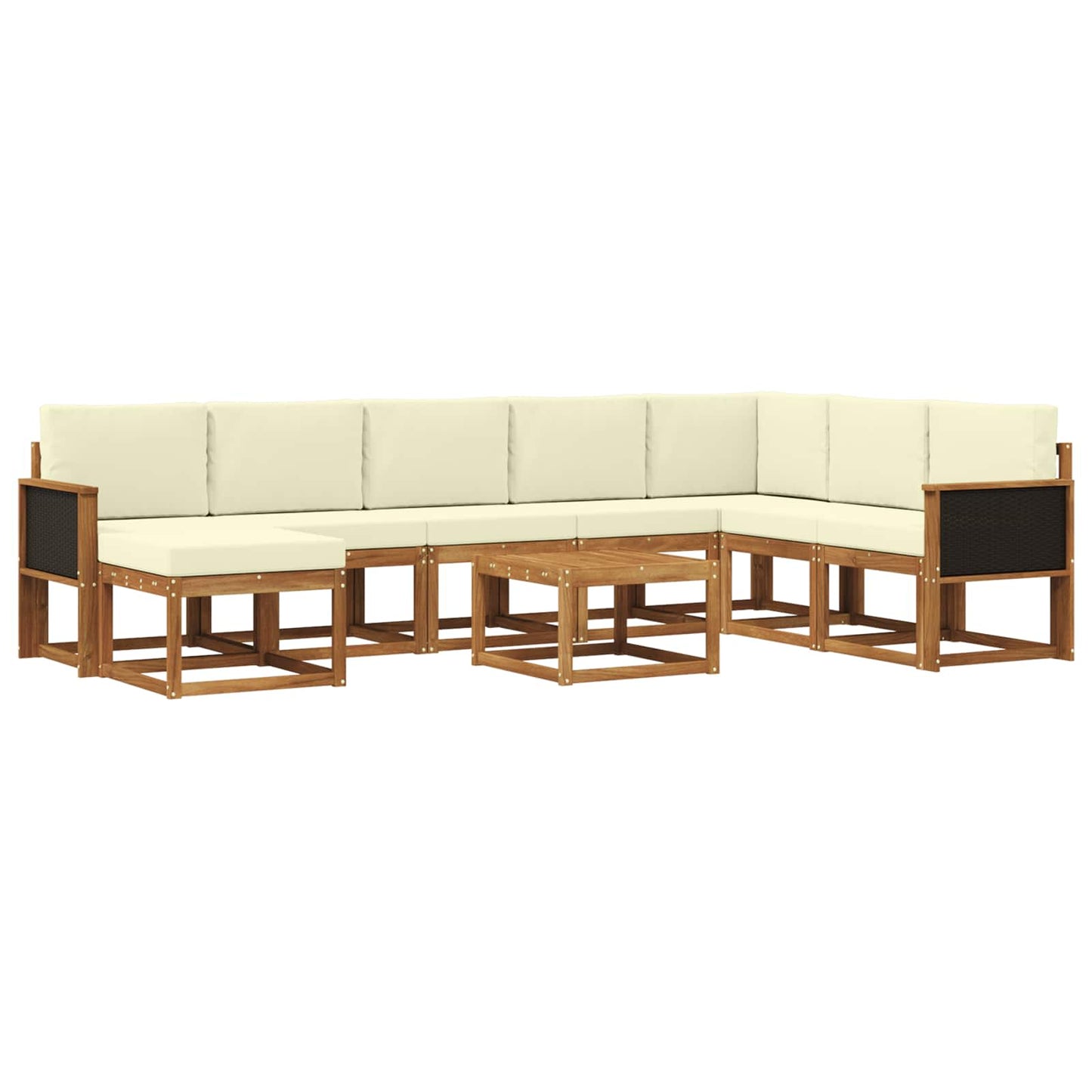 Outdoor-Sofagarnitur 9 pcs Natur und Creme Massivholz Akazie