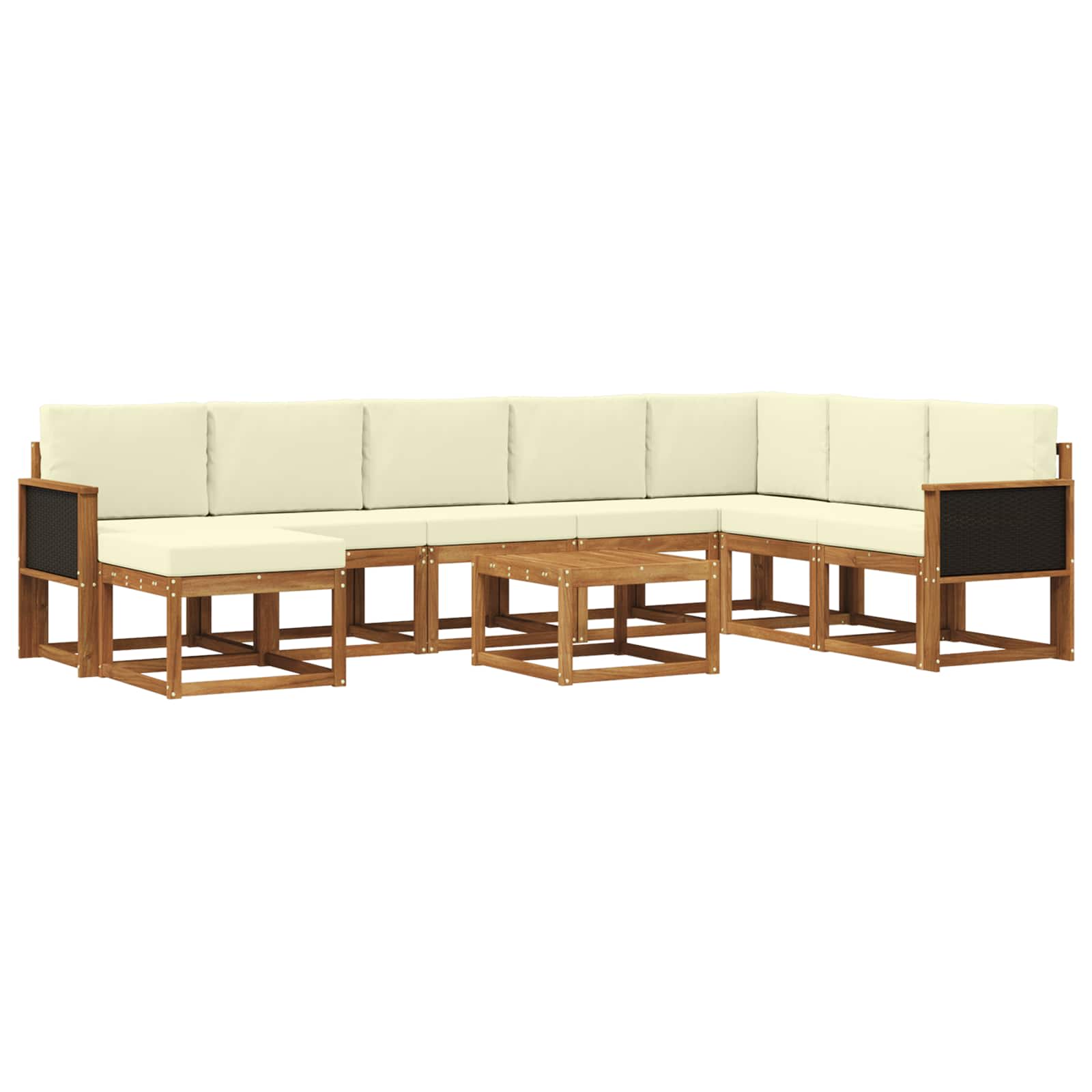Outdoor-Sofagarnitur 9 pcs Natur und Creme Massivholz Akazie