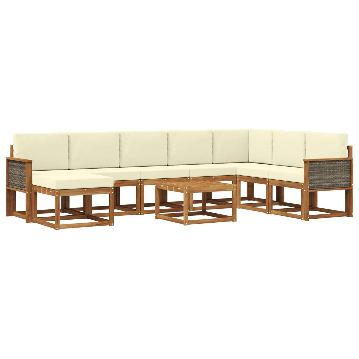 Outdoor-Sofagarnitur 9 pcs Natur und Creme Massivholz Akazie