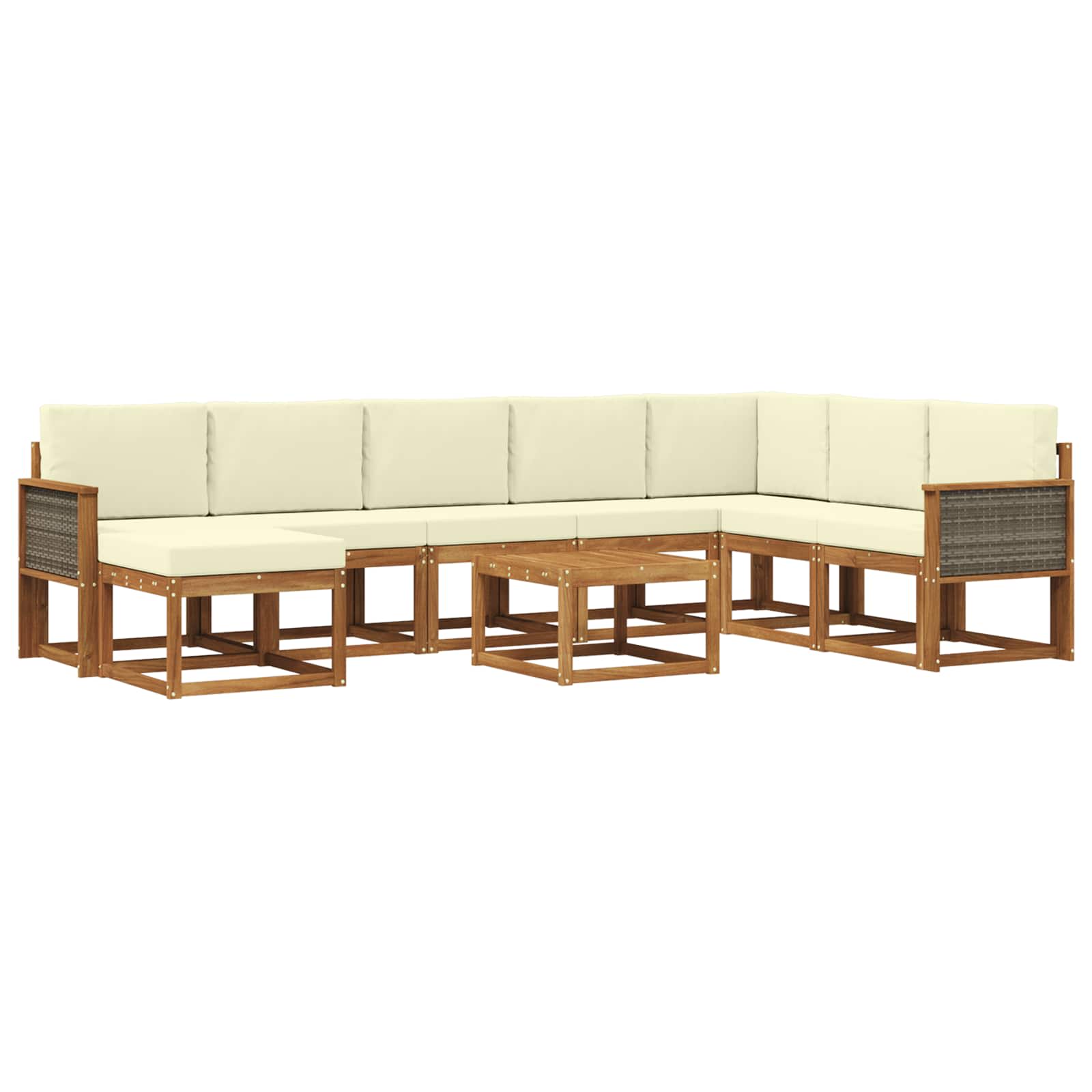 Outdoor-Sofagarnitur 9 pcs Natur und Creme Massivholz Akazie